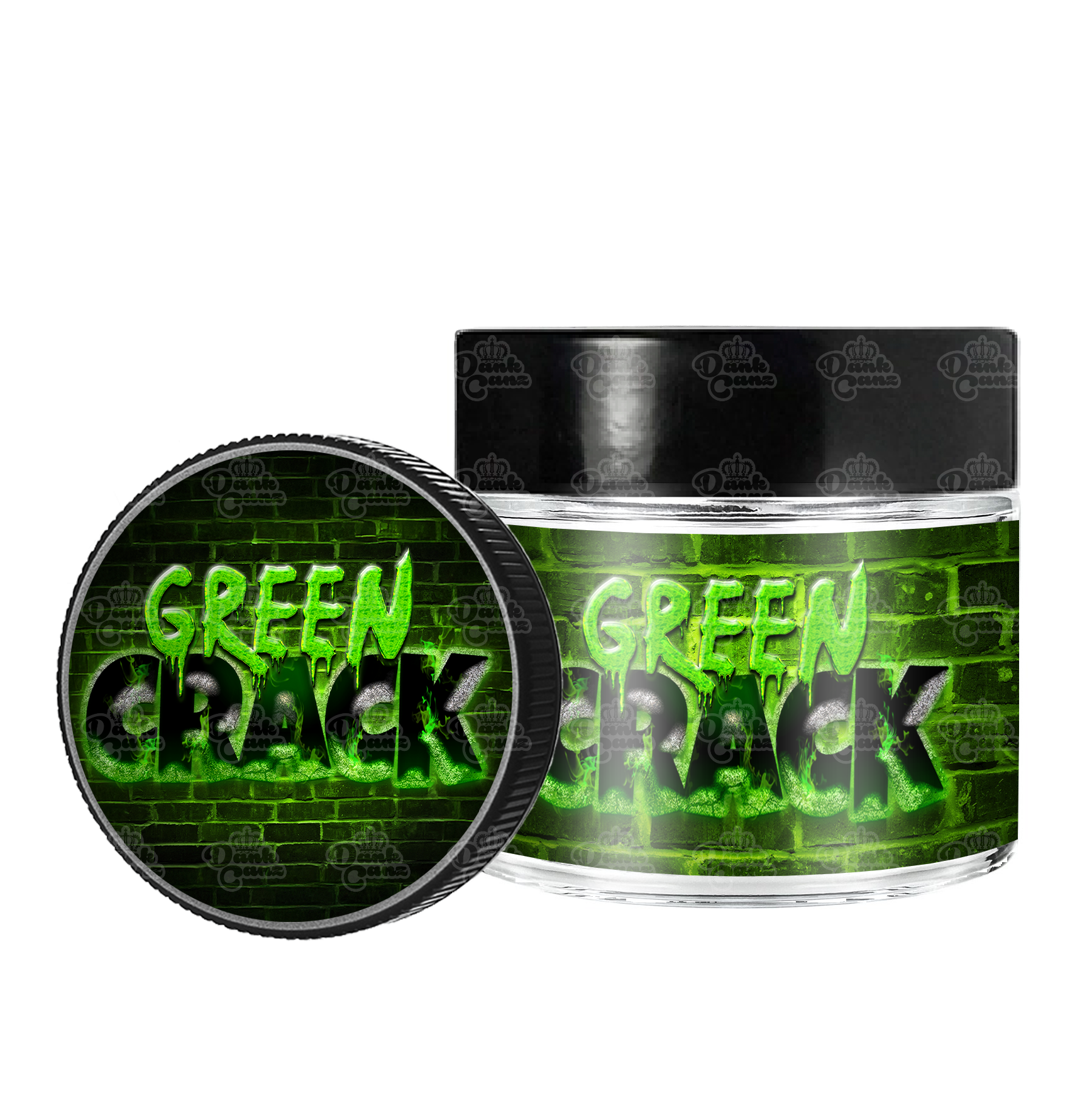 Green Crack 3.5g/60ml Glass Jars - Labelled - DC Packaging Custom Cannabis Packaging