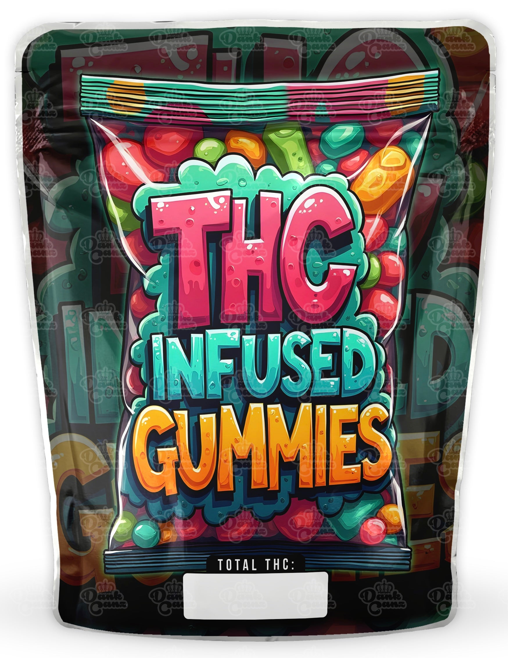 THC Gummies Mylar Bags - EMPTY - DC Packaging Custom Cannabis Packaging