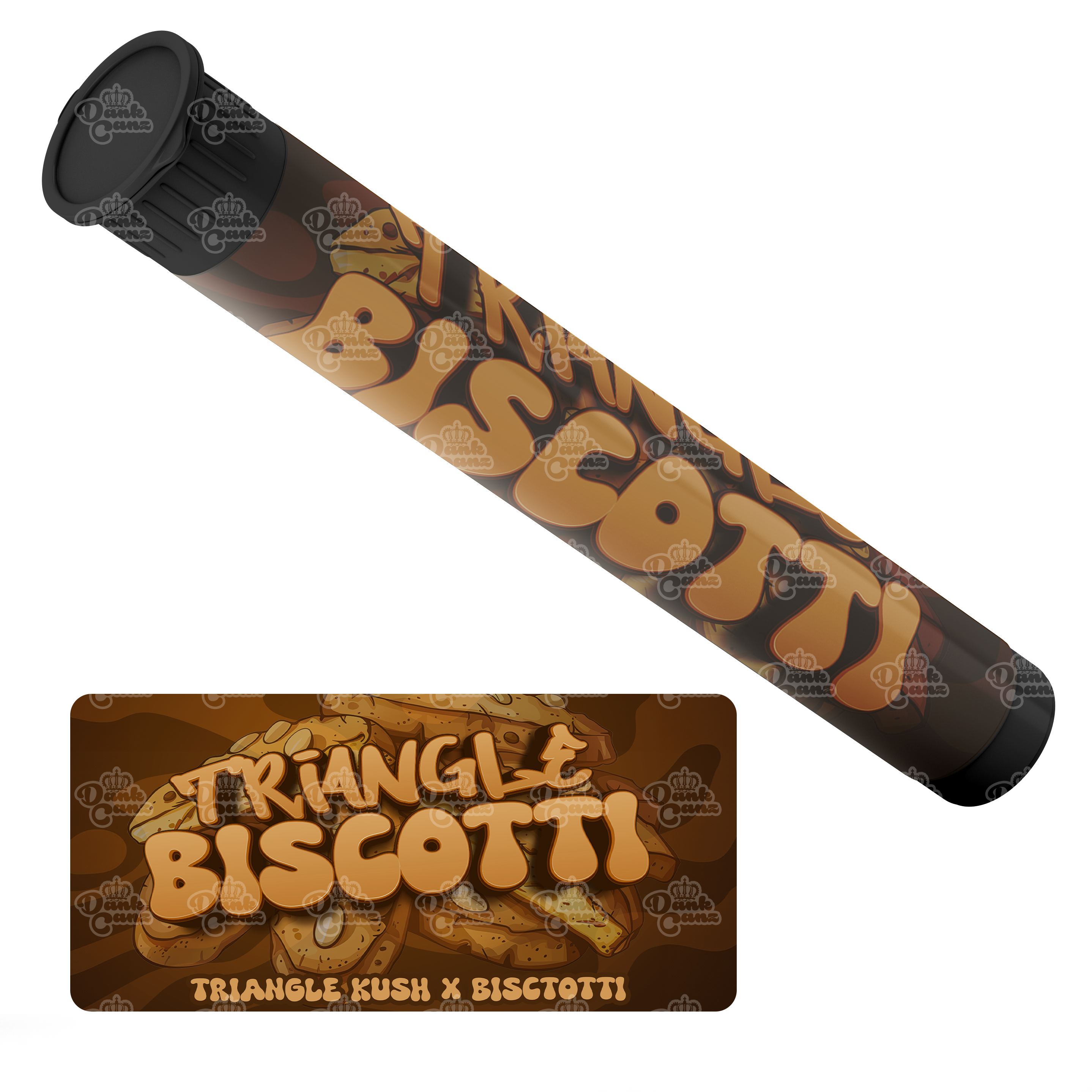 Triangle Biscotti Pre Roll Tubes - Labelled - DC Packaging Custom Cannabis Packaging