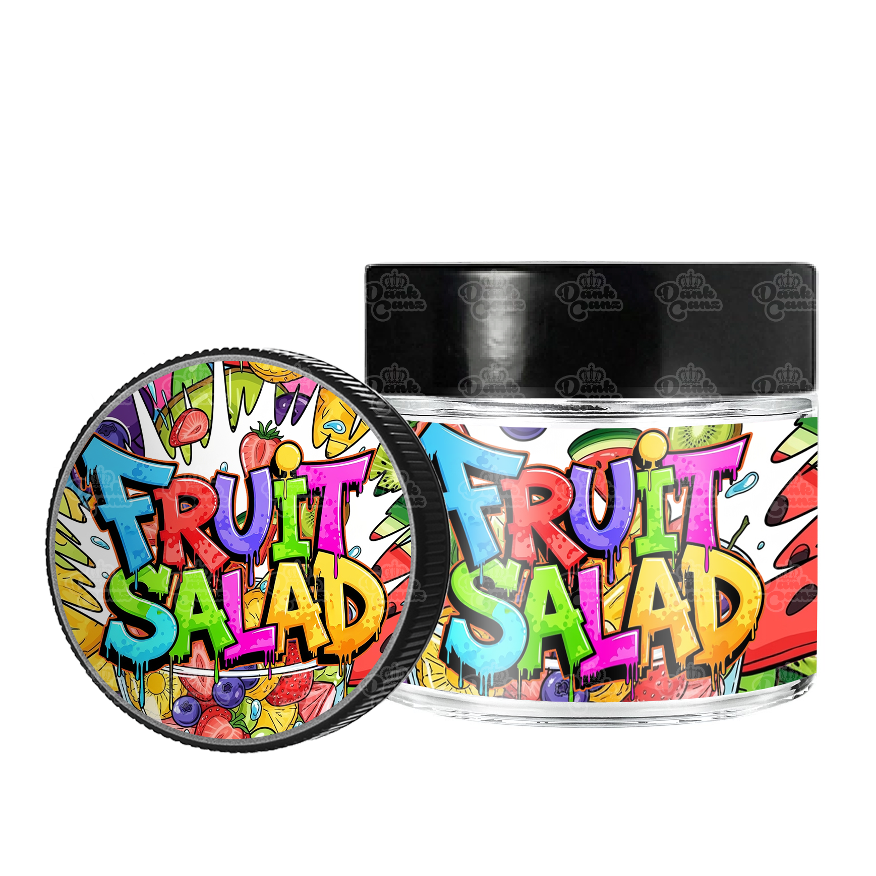 Fruit Salad 3.5g/60ml Glass Jars - Labelled - DC Packaging Custom Cannabis Packaging
