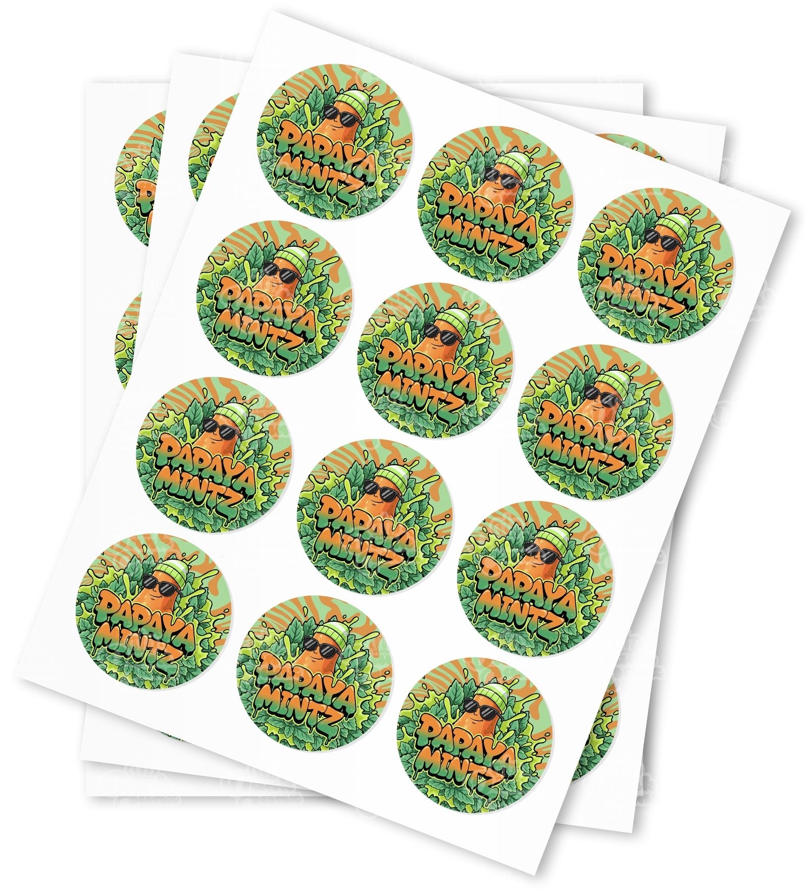 Papaya Mintz Strain Stickers - DC Packaging Custom Cannabis Packaging