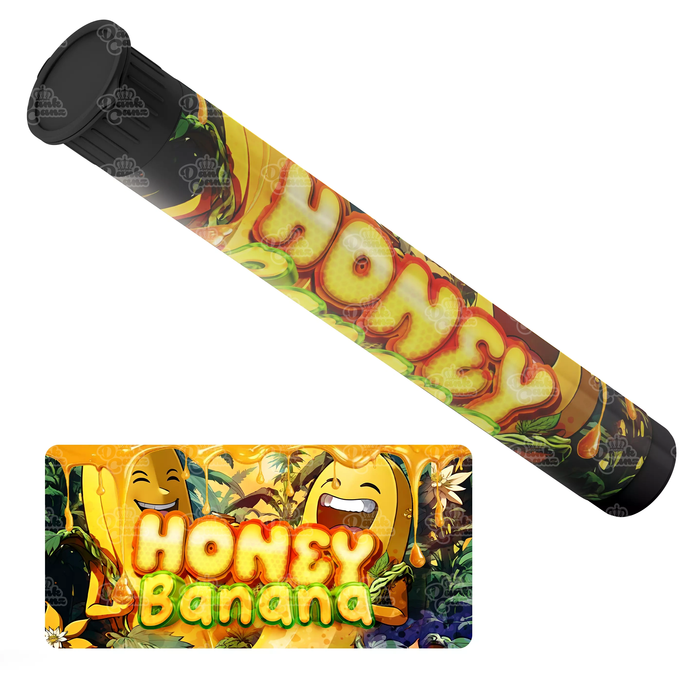 Honey Banana Pre Roll Tubes - Labelled - DC Packaging Custom Cannabis Packaging