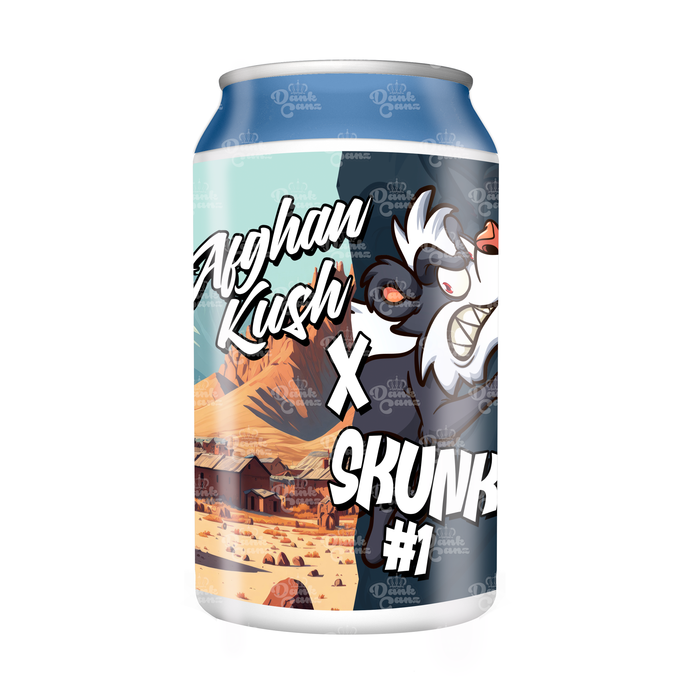 Afghan Kush x Skunk 1 3.5g Plastic Soda Cans - DC Packaging Custom Cannabis Packaging