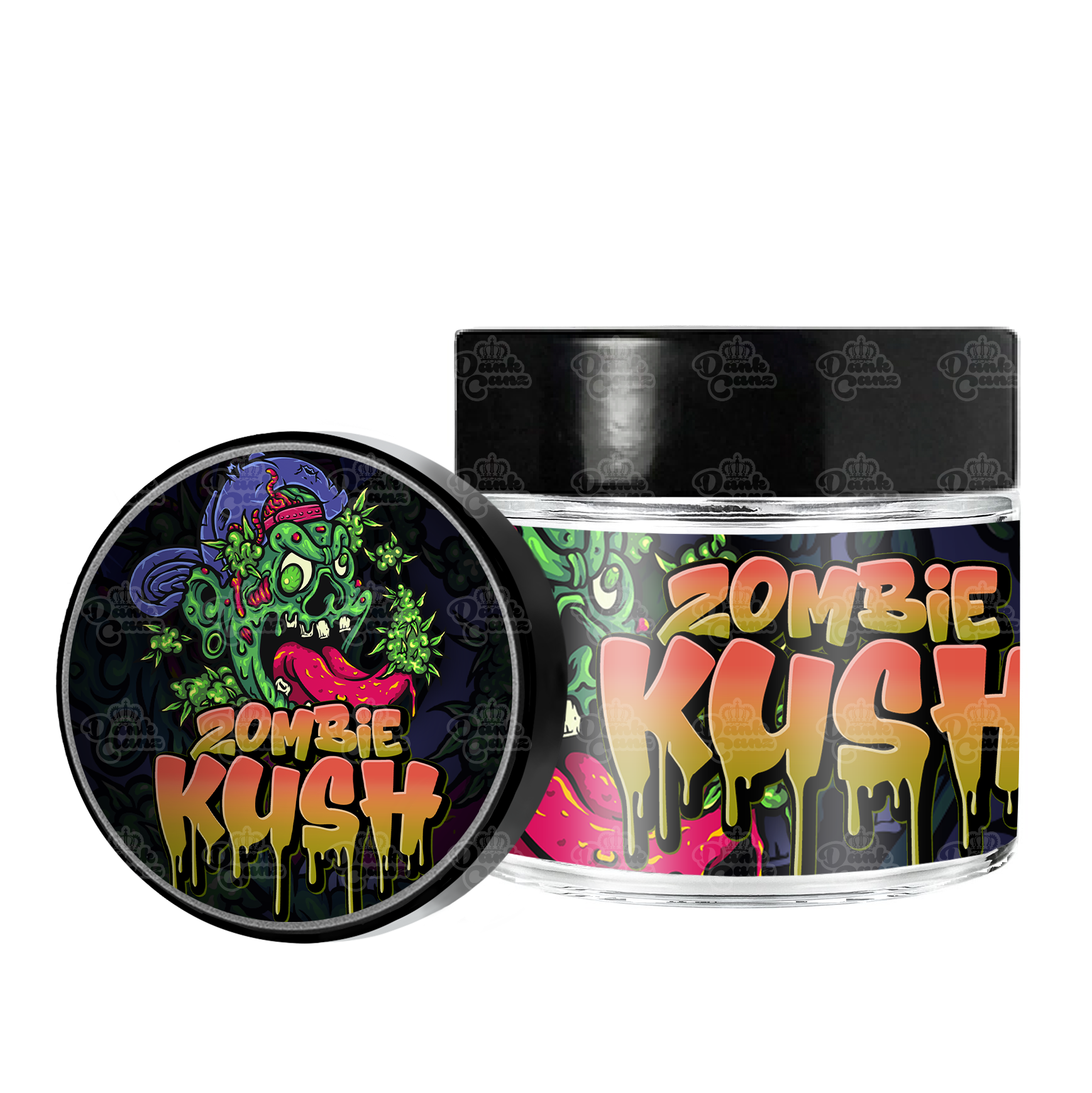 Zombie Kush 3.5g/60ml Glass Jars - Labelled - DC Packaging Custom Cannabis Packaging
