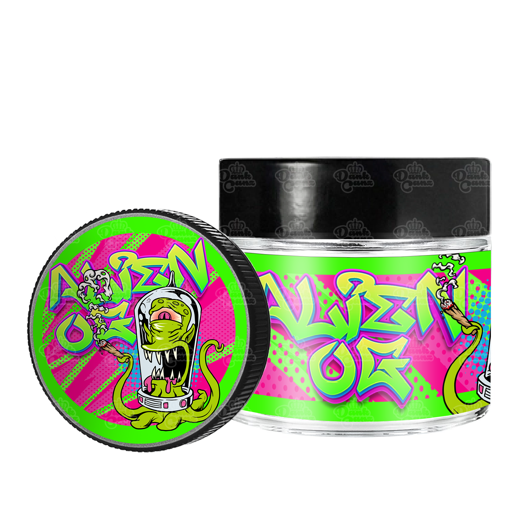 Alien OG 3.5g/60ml Glass Jars - Labelled - DC Packaging Custom Cannabis Packaging