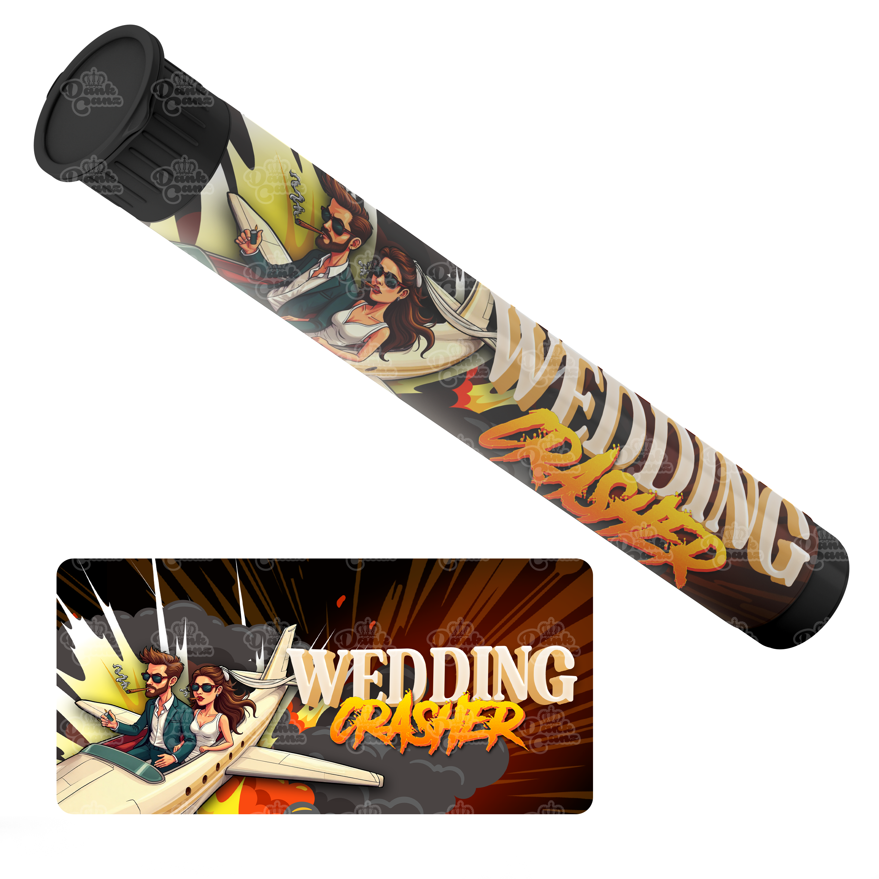 Wedding Crasher Pre Roll Tubes - Labelled - DC Packaging Custom Cannabis Packaging