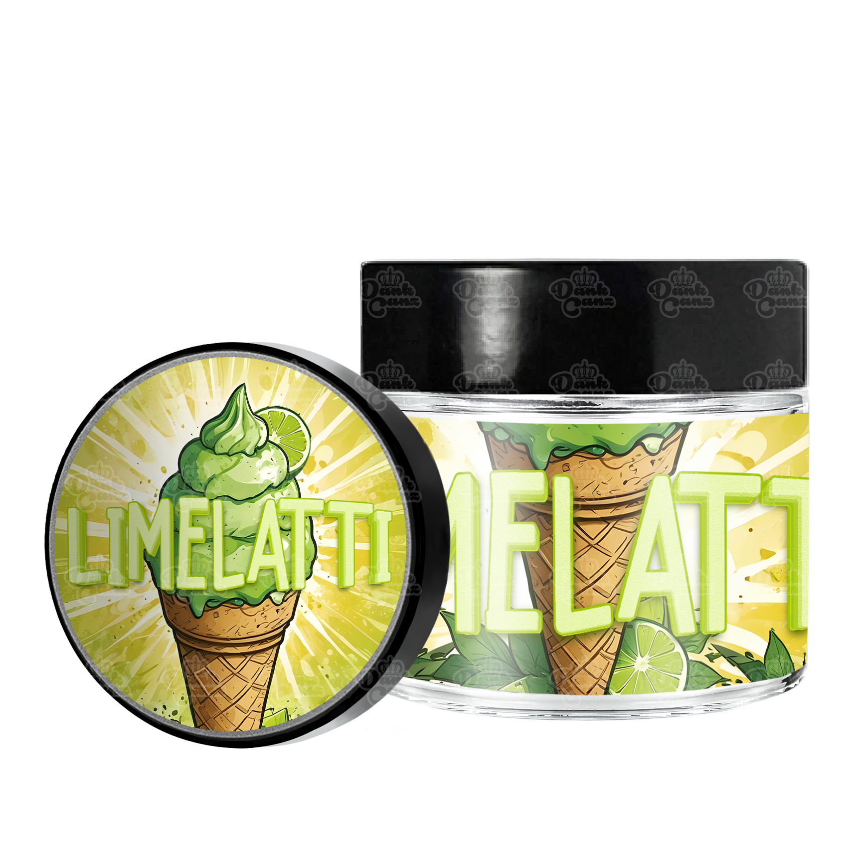 Limelatti 3.5g/60ml Glass Jars - Labelled - DC Packaging Custom Cannabis Packaging