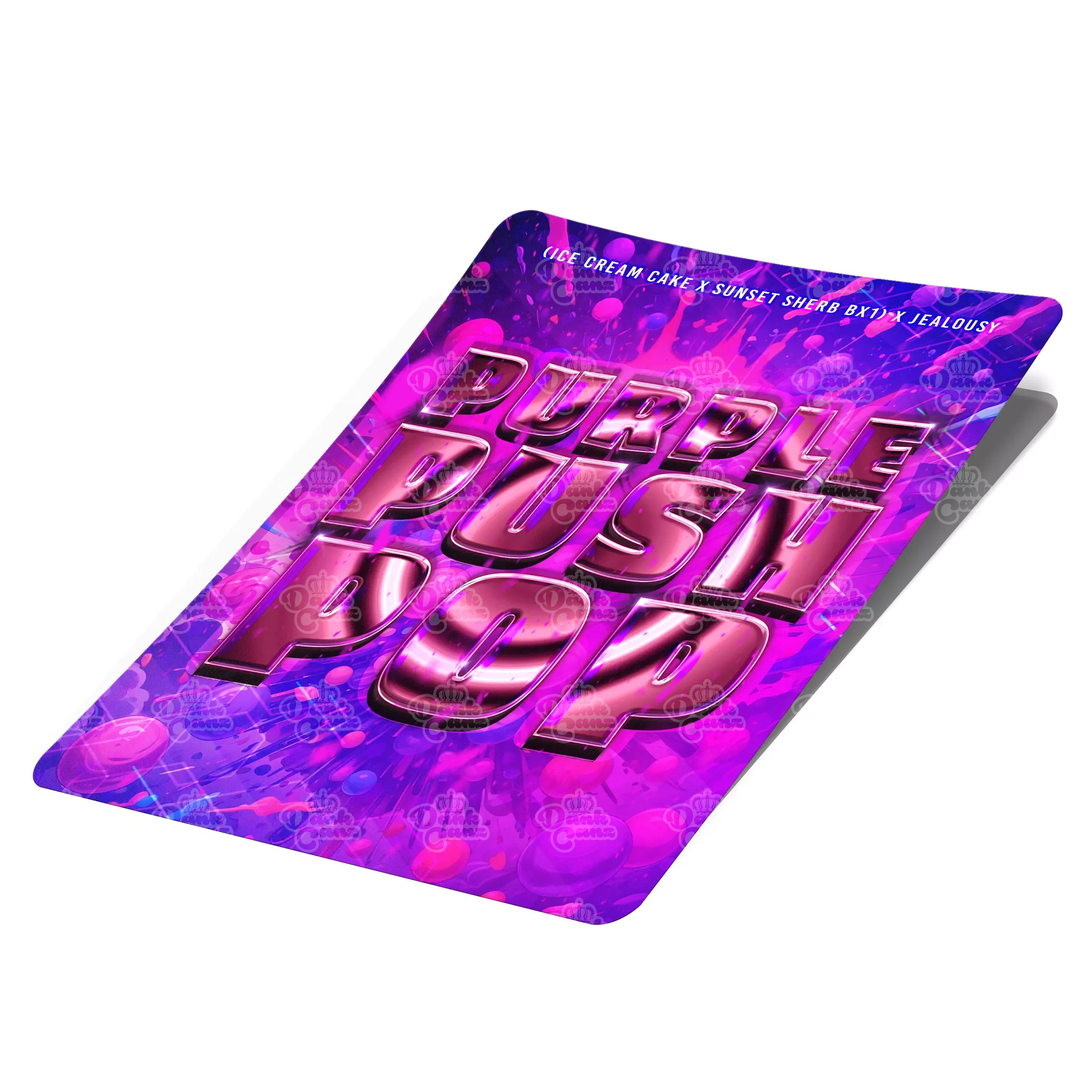 Purple Push Pop Mylar Bag Labels - Labels only - DC Packaging Custom Cannabis Packaging