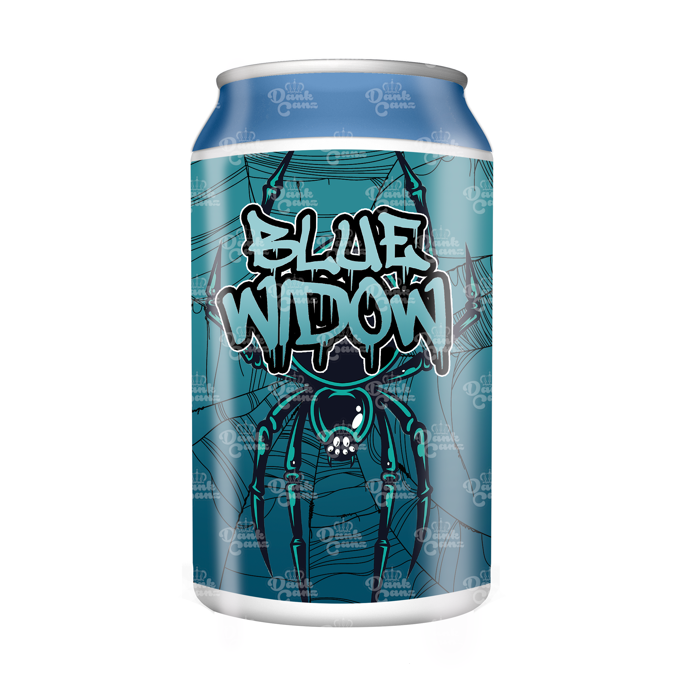 Blue Widow 3.5g Plastic Soda Cans - DC Packaging Custom Cannabis Packaging