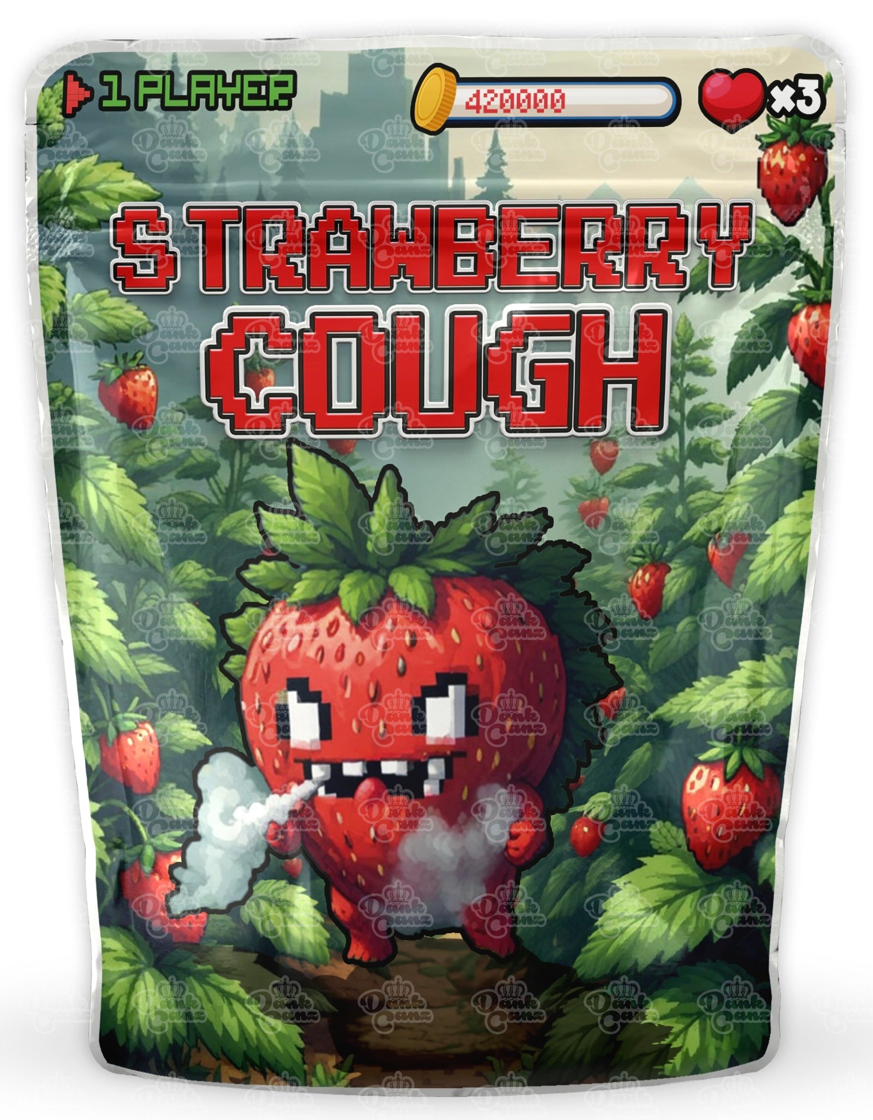 Strawberry Cough Mylar Bags - DC Packaging Custom Cannabis Packaging