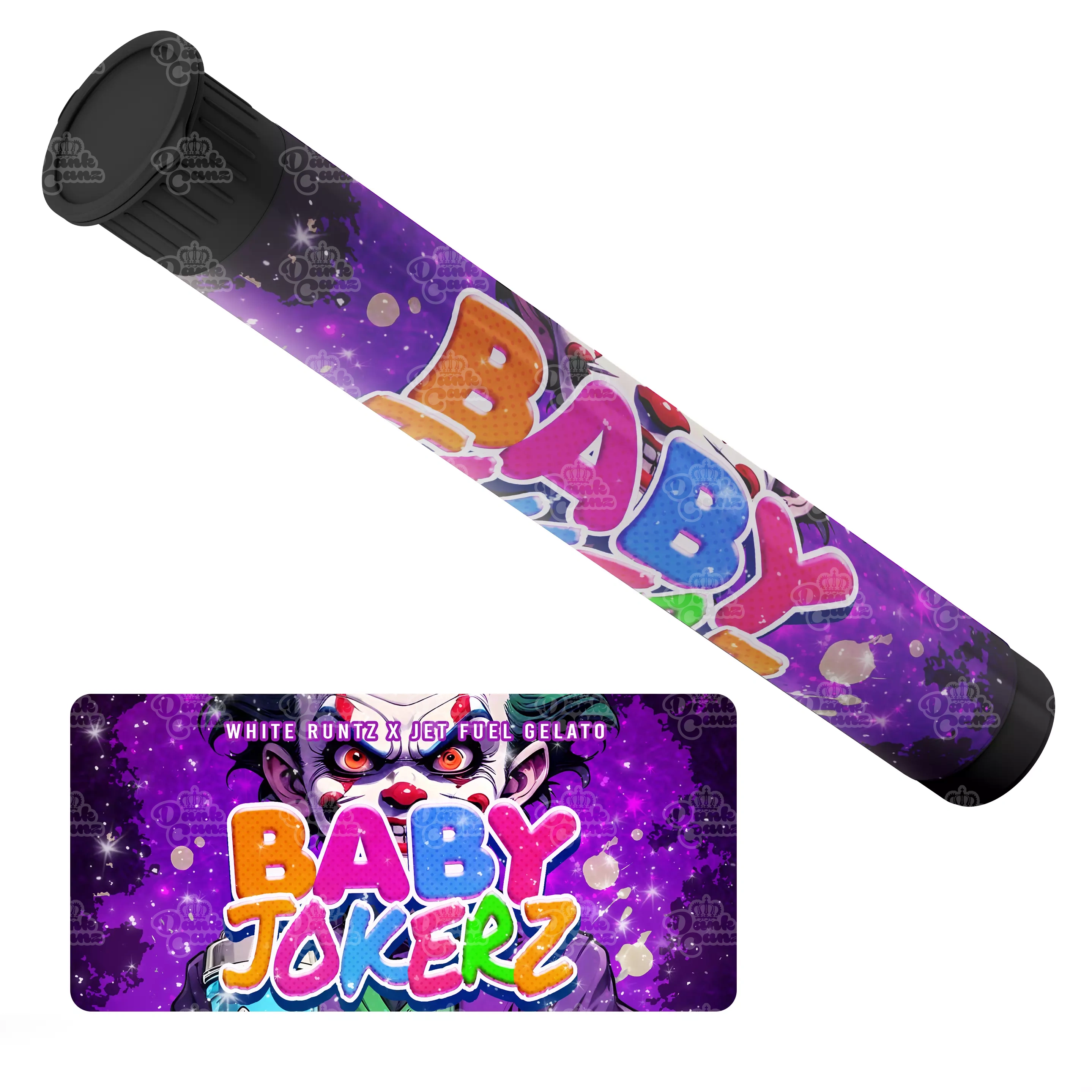 Baby Jokerz Pre Roll Tubes - Labelled - DC Packaging Custom Cannabis Packaging