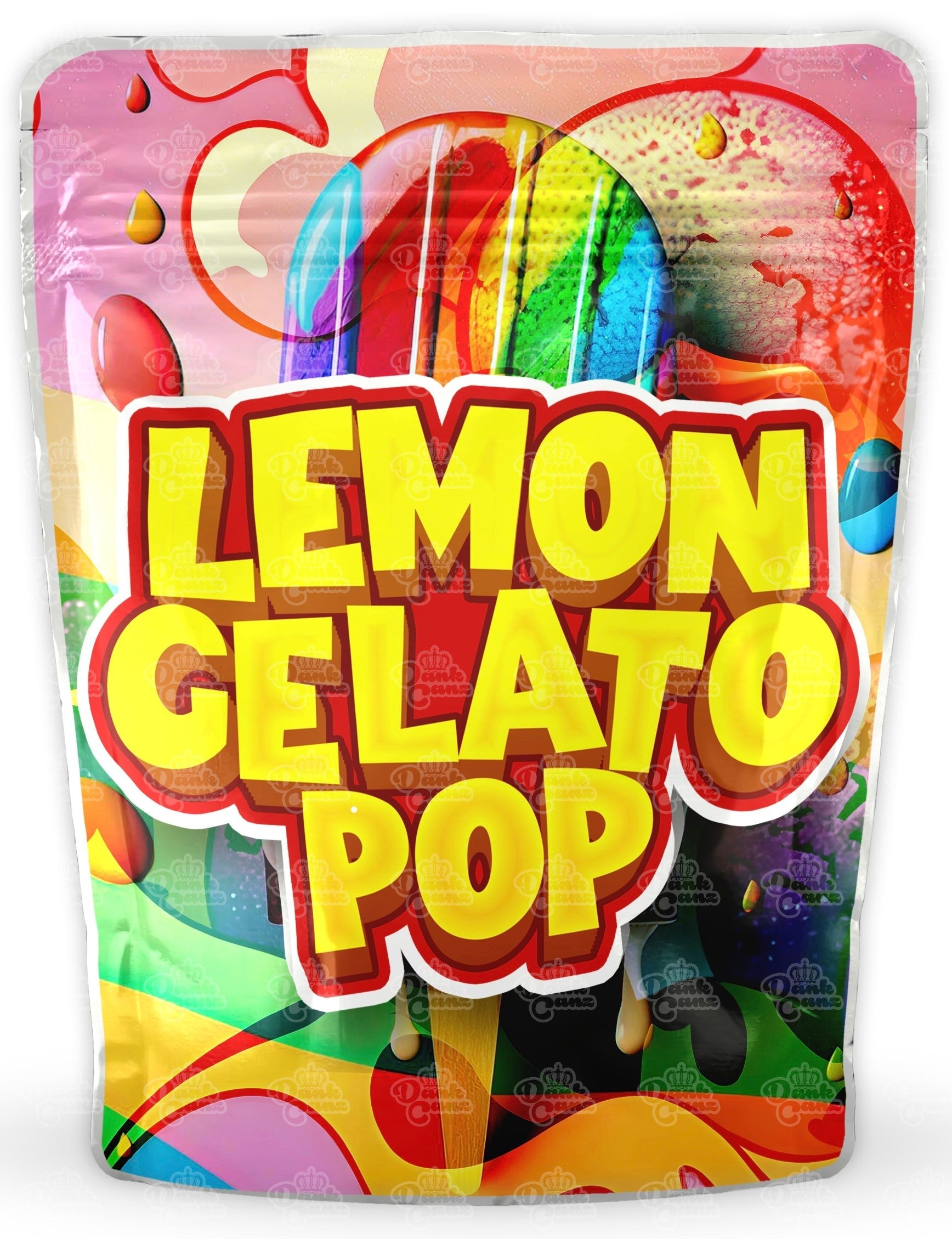 Lemon Gelato Pop Mylar Bags - DC Packaging Custom Cannabis Packaging