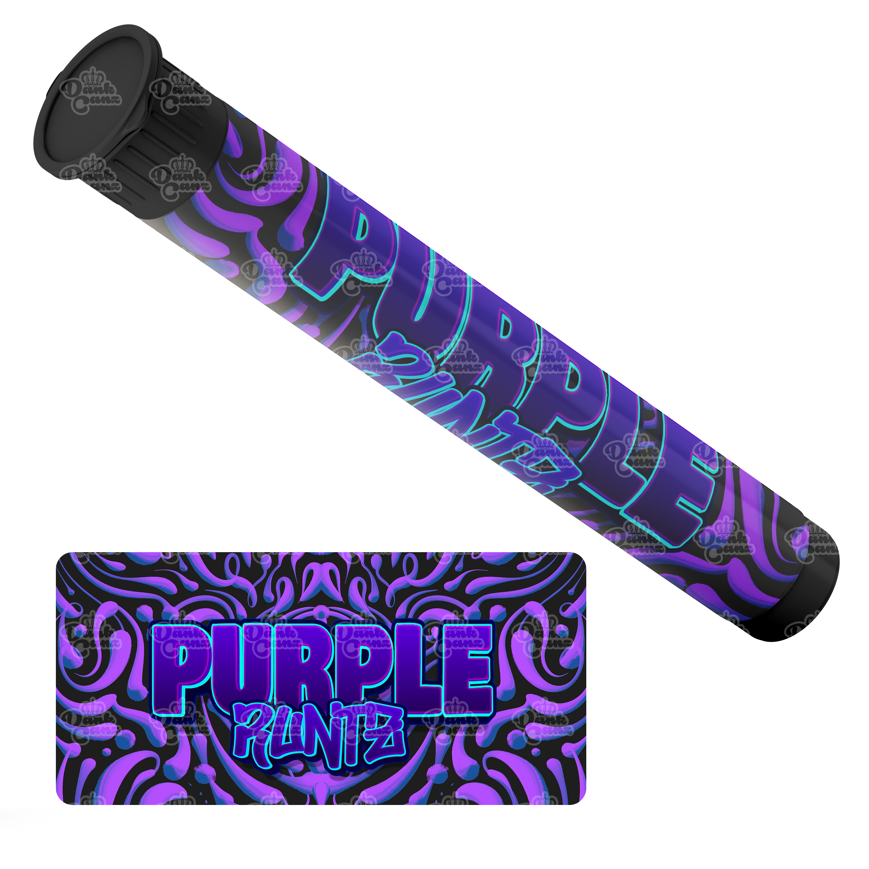 Purple Runtz Pre Roll Tubes - Labelled - DC Packaging Custom Cannabis Packaging