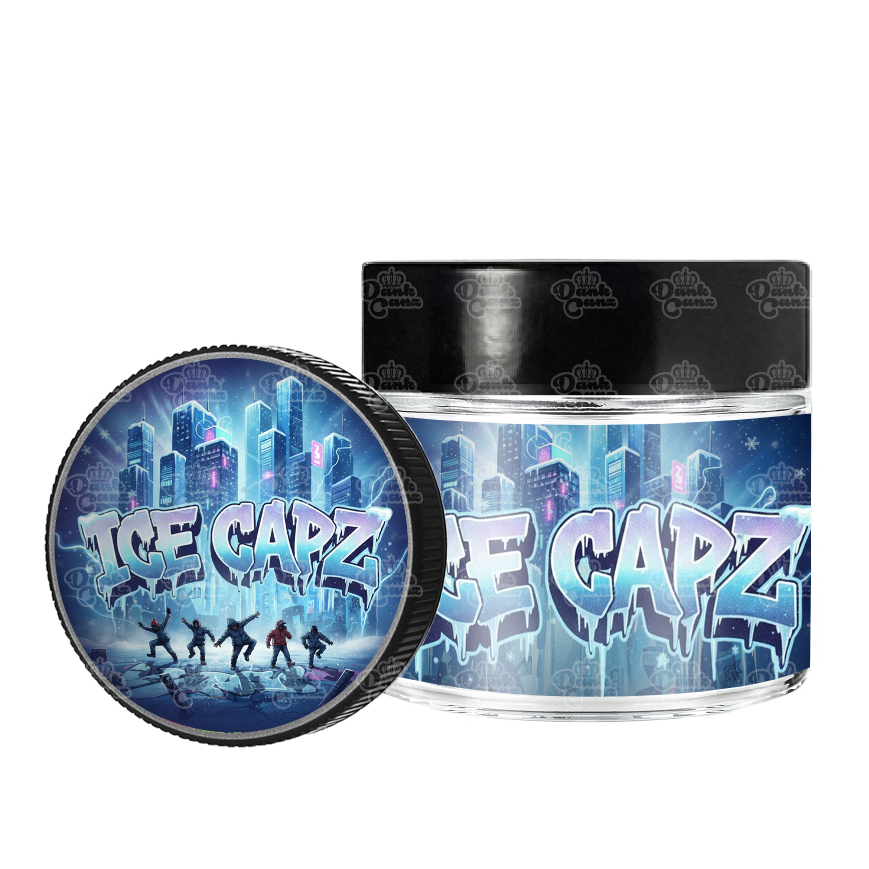 Ice Capz 3.5g/60ml Glass Jars - Labelled - DC Packaging Custom Cannabis Packaging
