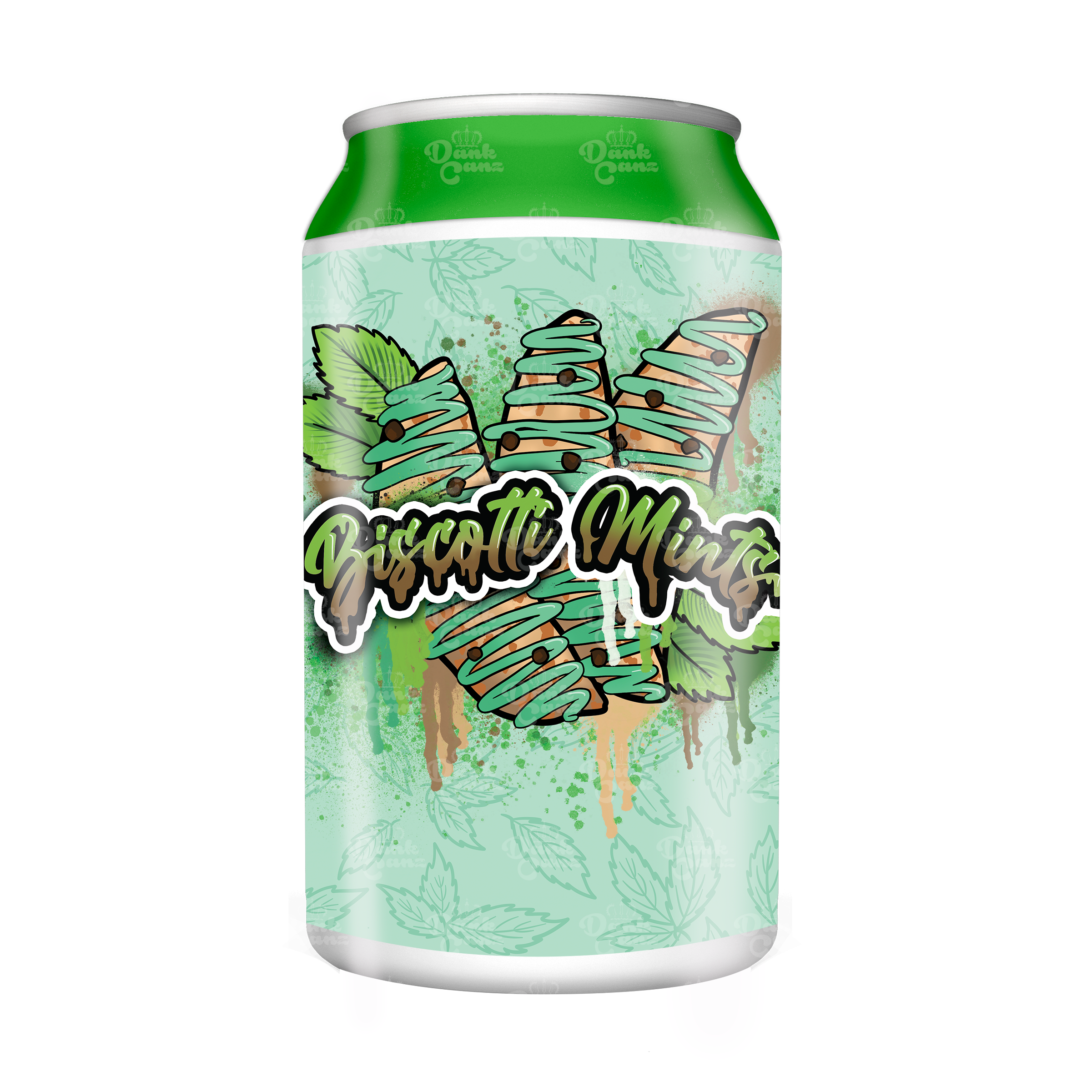 Biscotti Mints 3.5g Plastic Soda Cans - DC Packaging Custom Cannabis Packaging