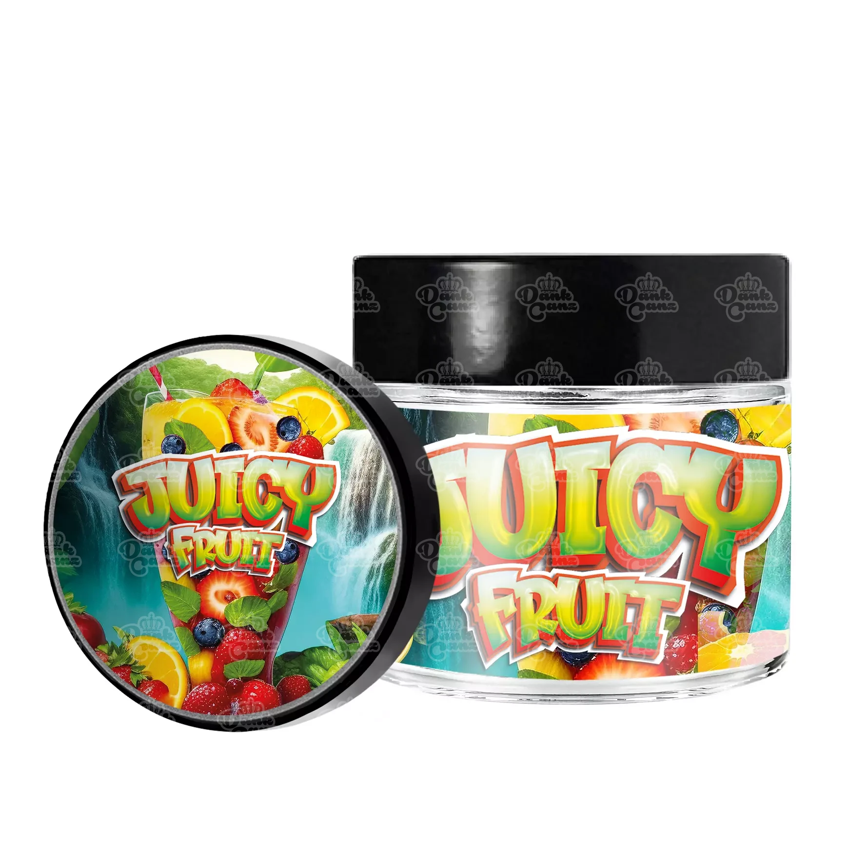 Juicy Fruit 3.5g/60ml Glass Jars - Labelled - DC Packaging Custom Cannabis Packaging