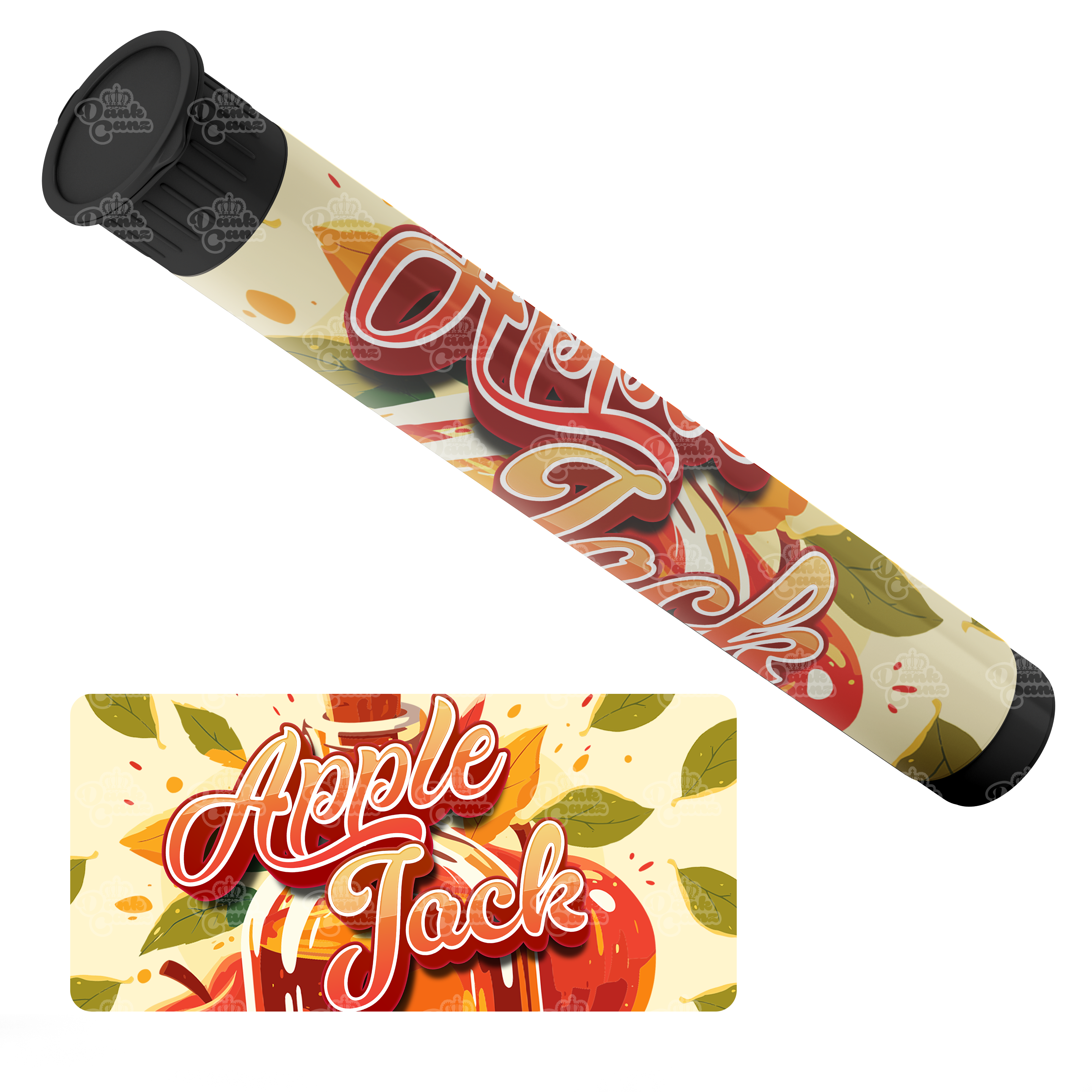 Apple Jack Pre Roll Tubes - Labelled - DC Packaging Custom Cannabis Packaging