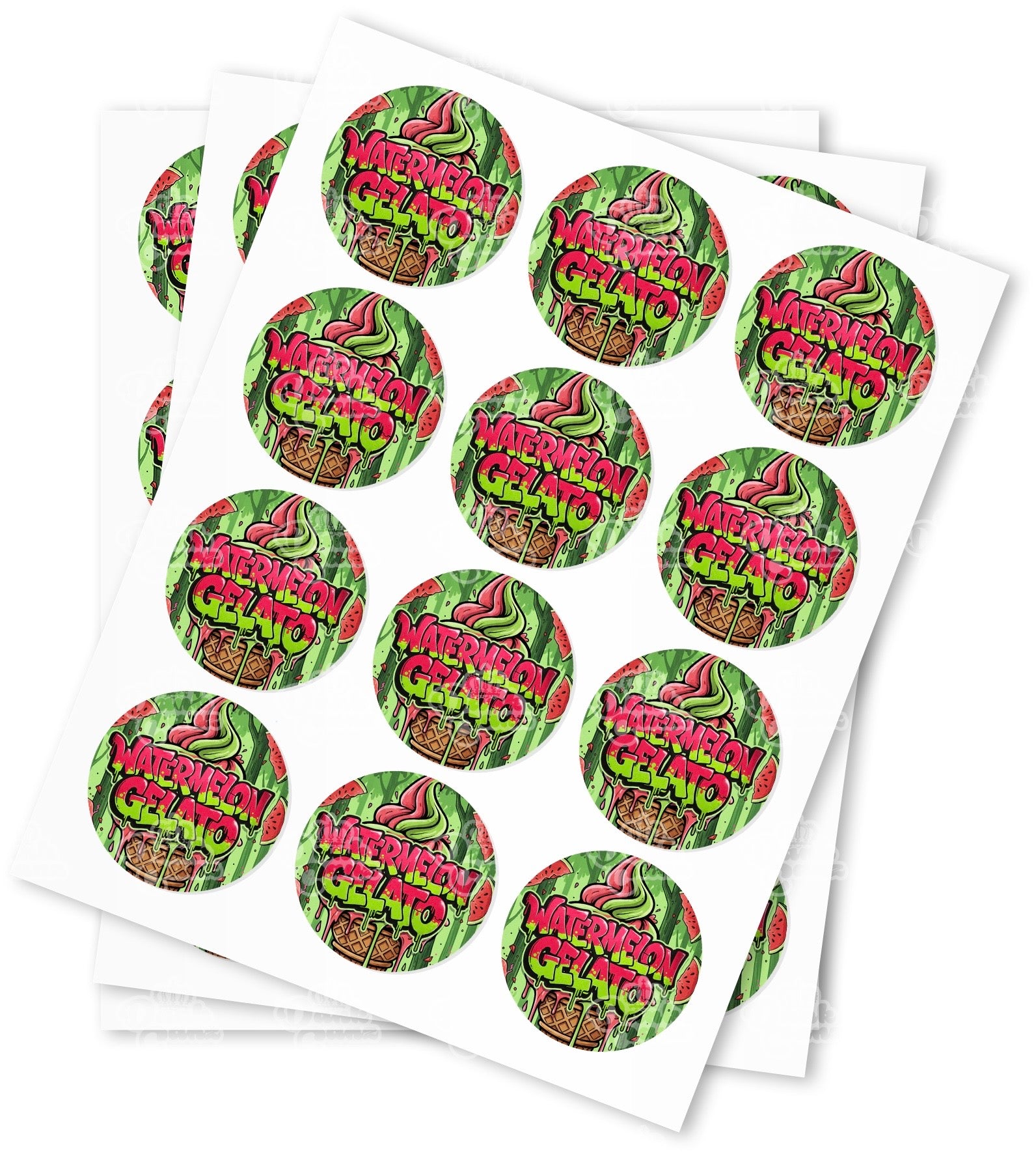Watermelon Gelato Strain Stickers - DC Packaging Custom Cannabis Packaging