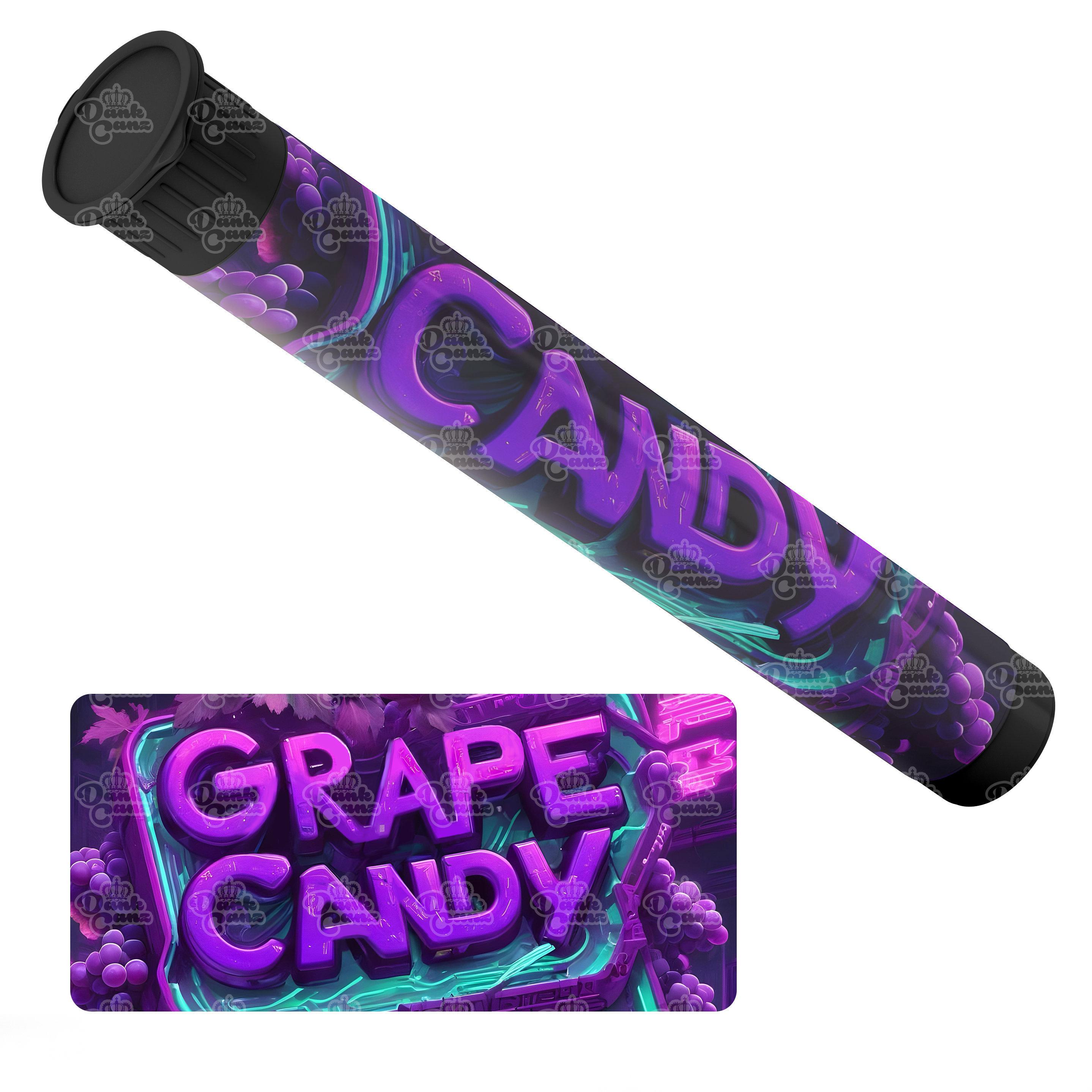 Grape Candy Pre Roll Tubes - Labelled - DC Packaging Custom Cannabis Packaging