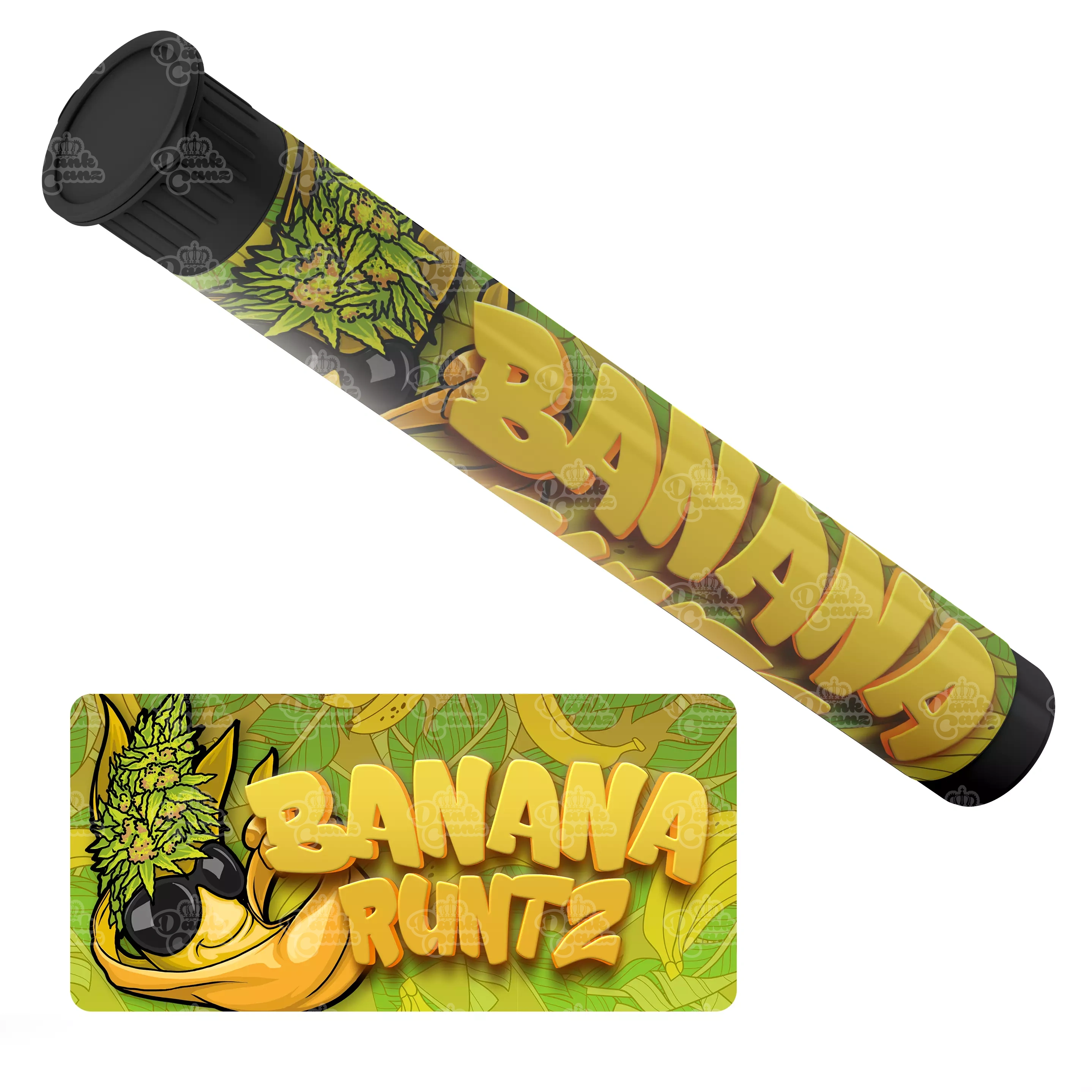 Banana Runtz Pre Roll Tubes - Labelled - DC Packaging Custom Cannabis Packaging