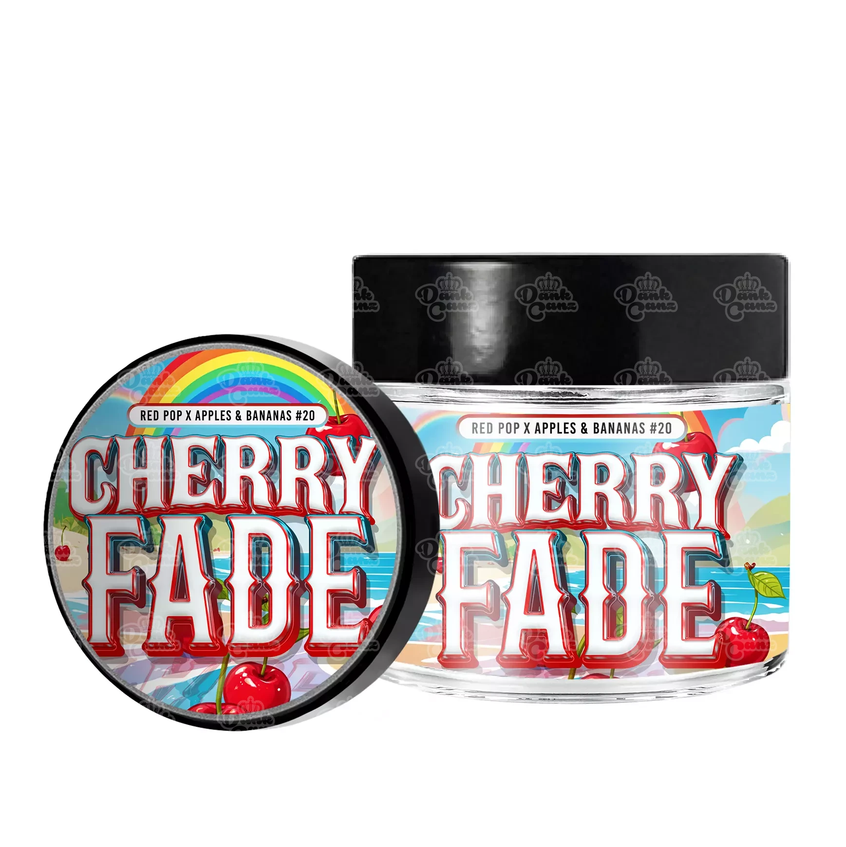 Cherry Fade 3.5g/60ml Glass Jars - Labelled - DC Packaging Custom Cannabis Packaging