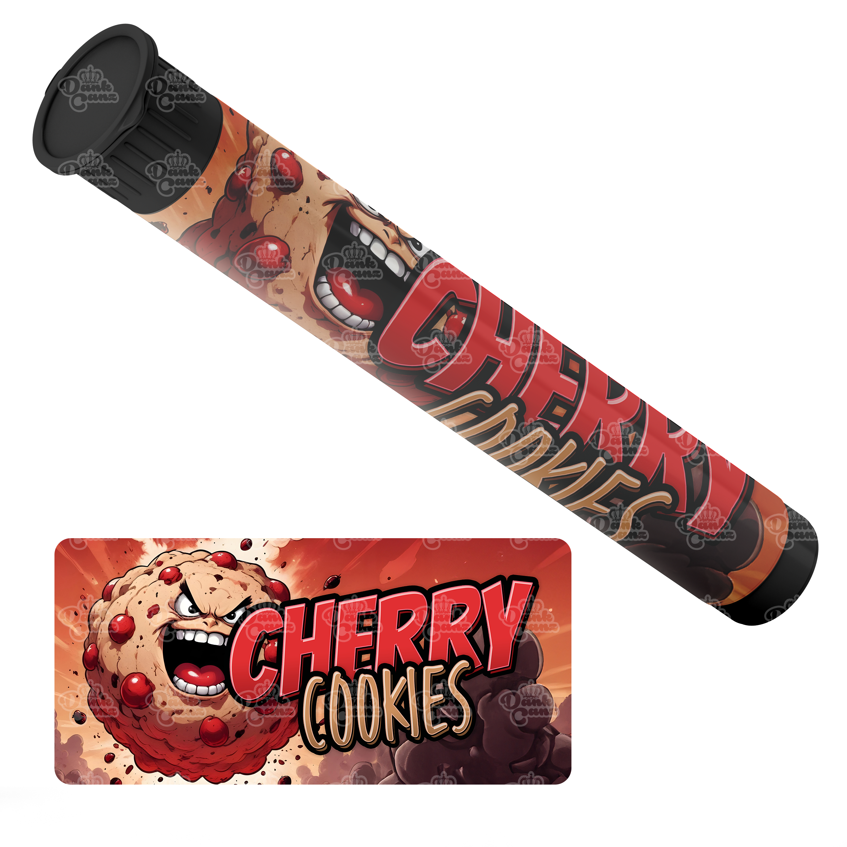 Cherry Cookies Pre Roll Tubes - Labelled - DC Packaging Custom Cannabis Packaging