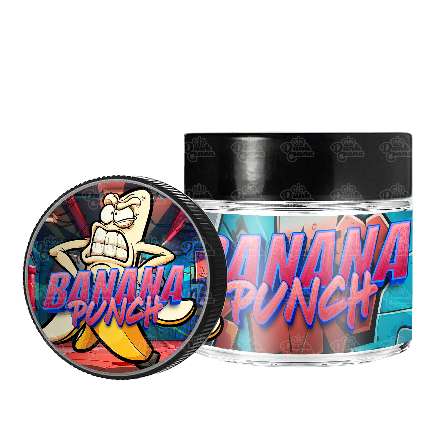 Banana Punch 3.5g/60ml Glass Jars - Labelled - DC Packaging Custom Cannabis Packaging