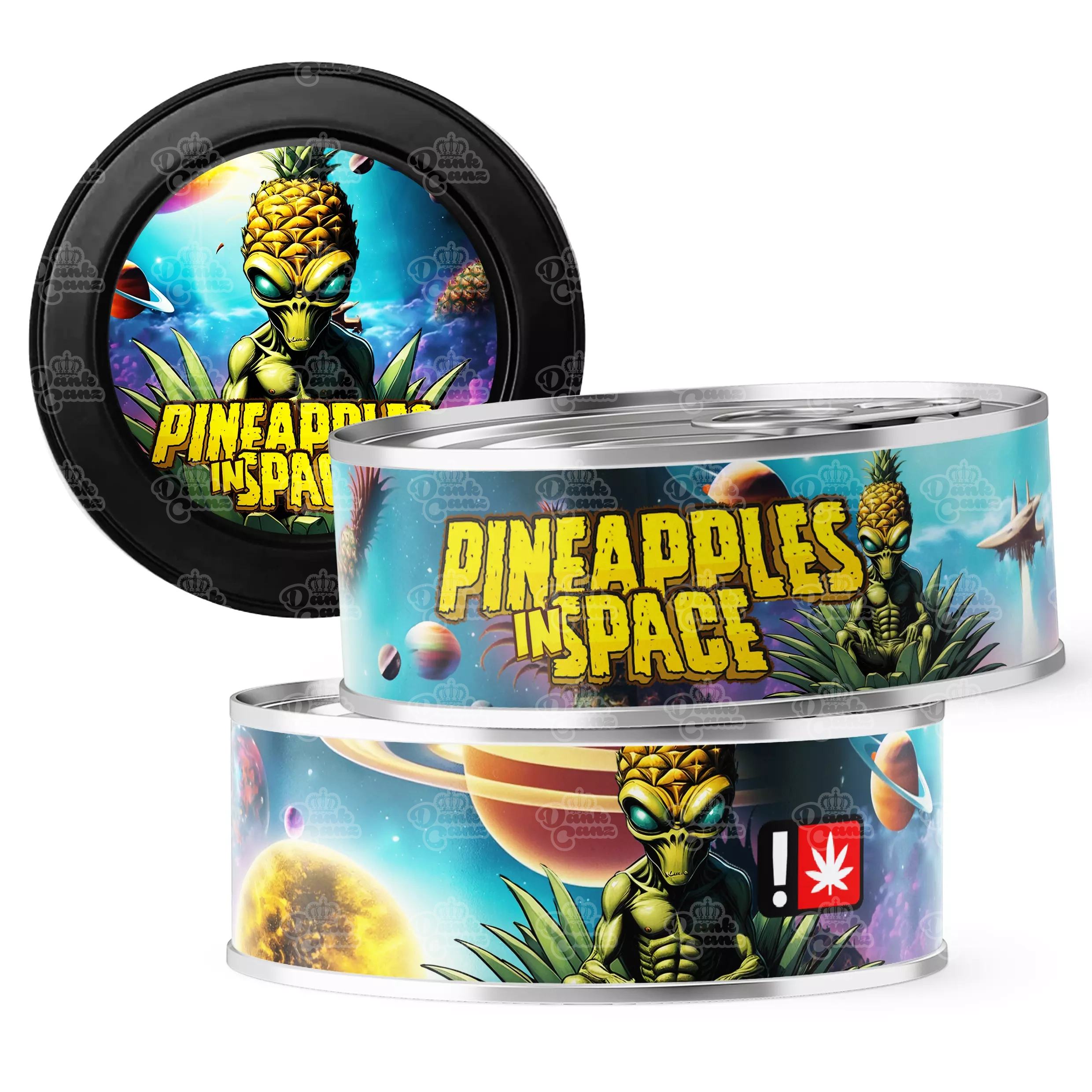 Pineapples in Space 3.5g Self Seal Tins - DC Packaging Custom Cannabis Packaging