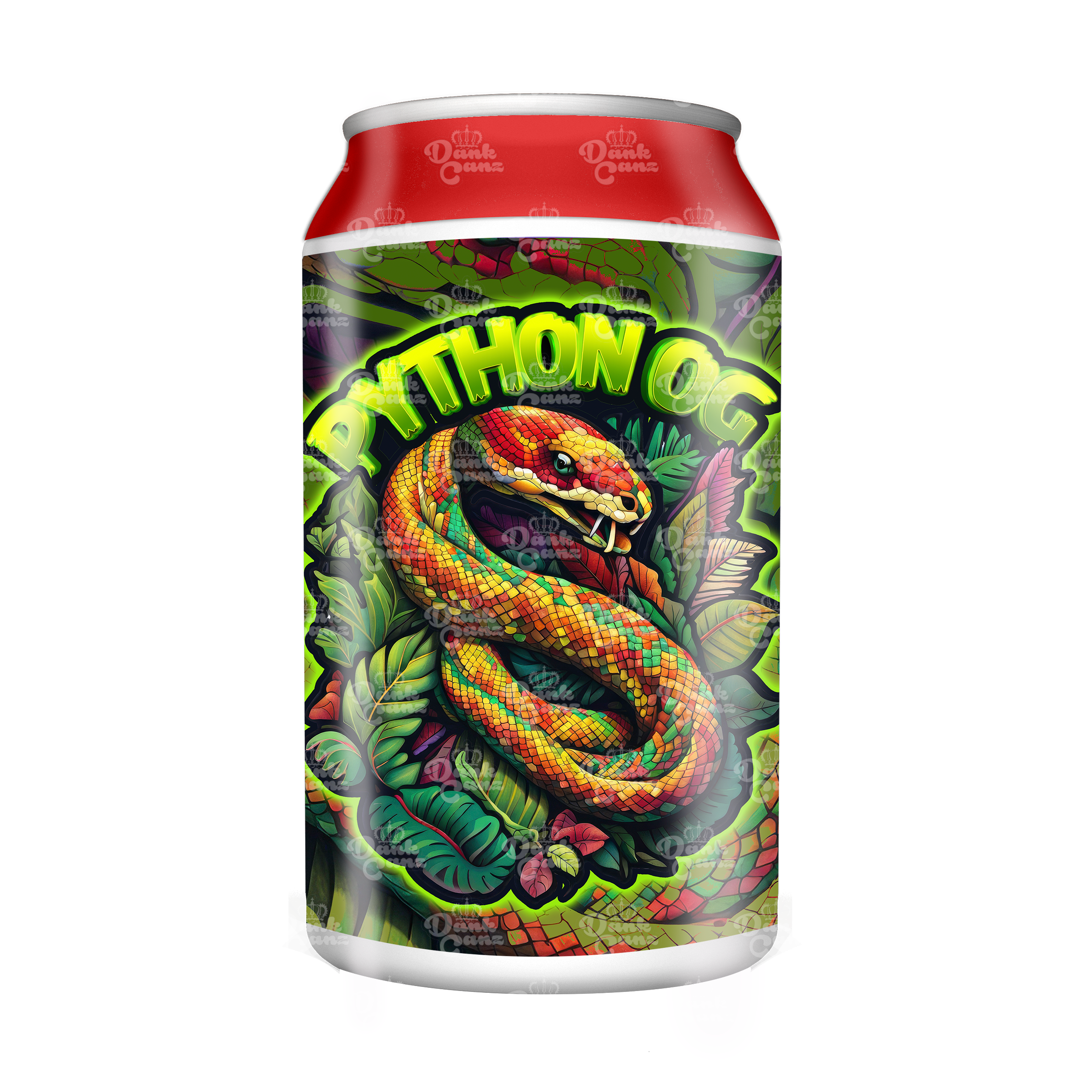 Python OG 3.5g Plastic Soda Cans - DC Packaging Custom Cannabis Packaging
