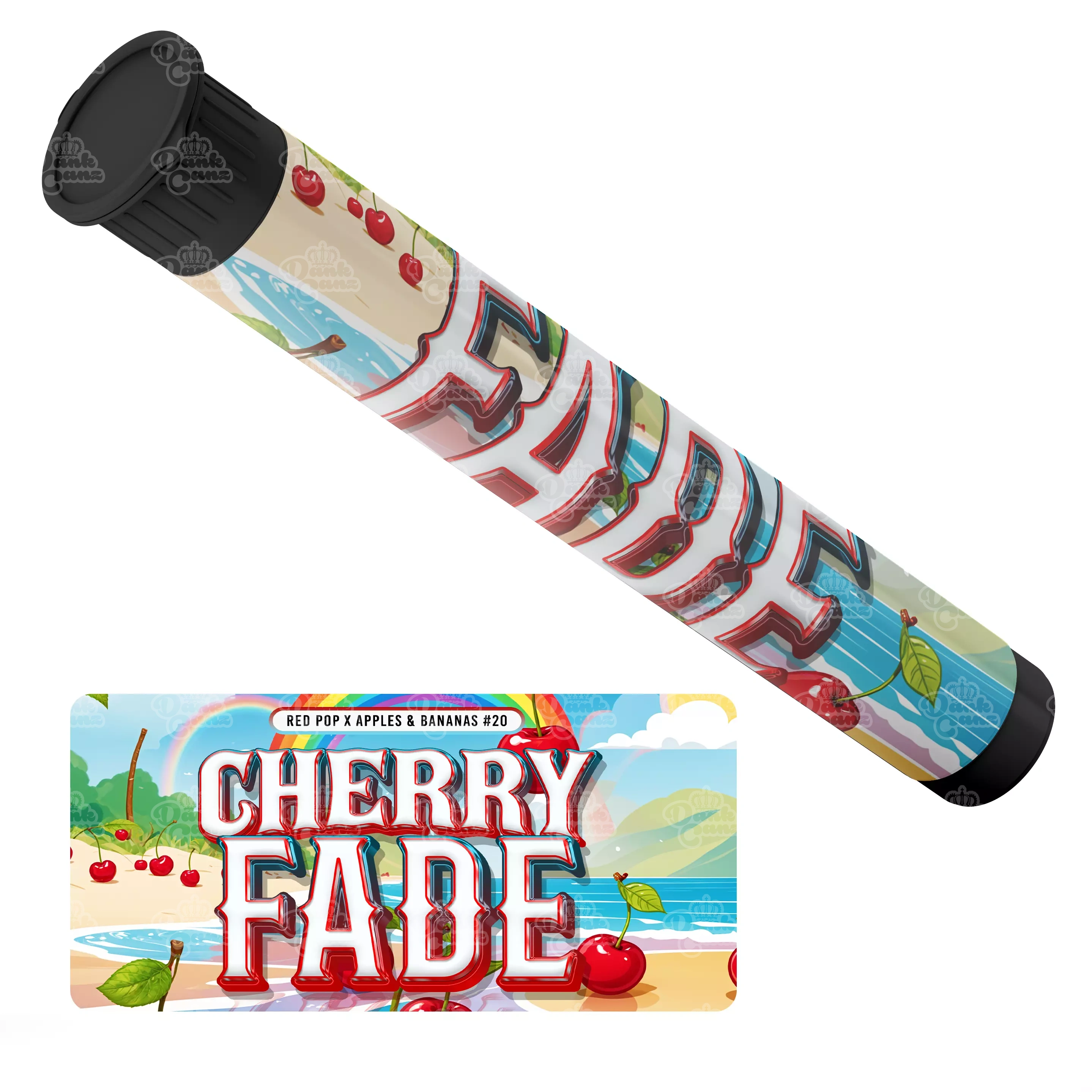 Cherry Fade Pre Roll Tubes - Labelled - DC Packaging Custom Cannabis Packaging