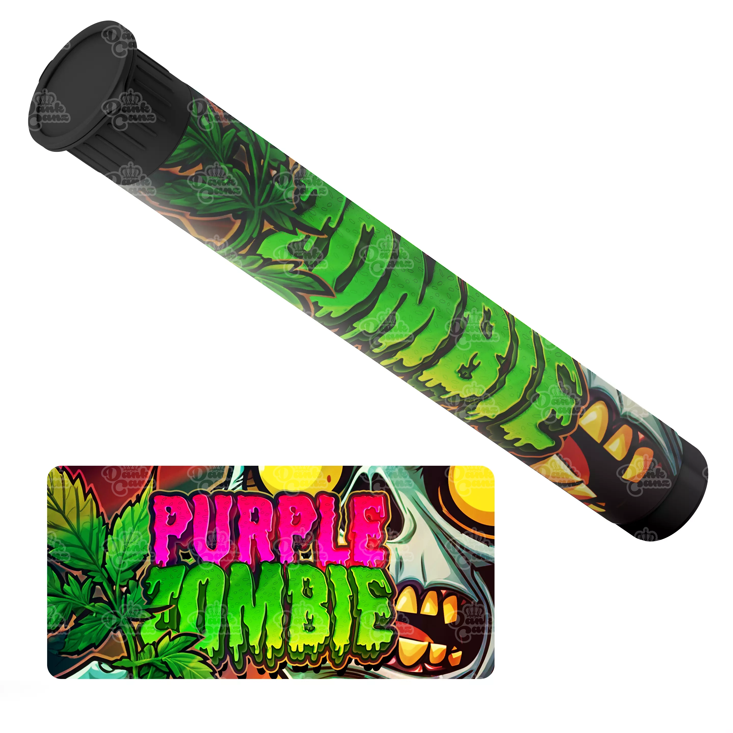 Purple Zombie Pre Roll Tubes - Labelled - DC Packaging Custom Cannabis Packaging
