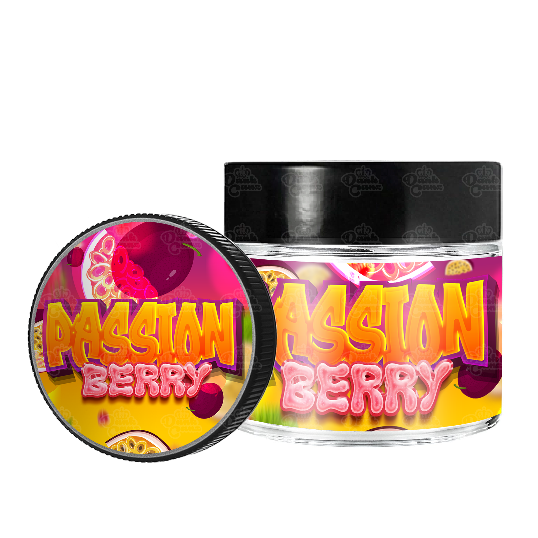 Passion Berry 3.5g/60ml Glass Jars - Labelled - DC Packaging Custom Cannabis Packaging