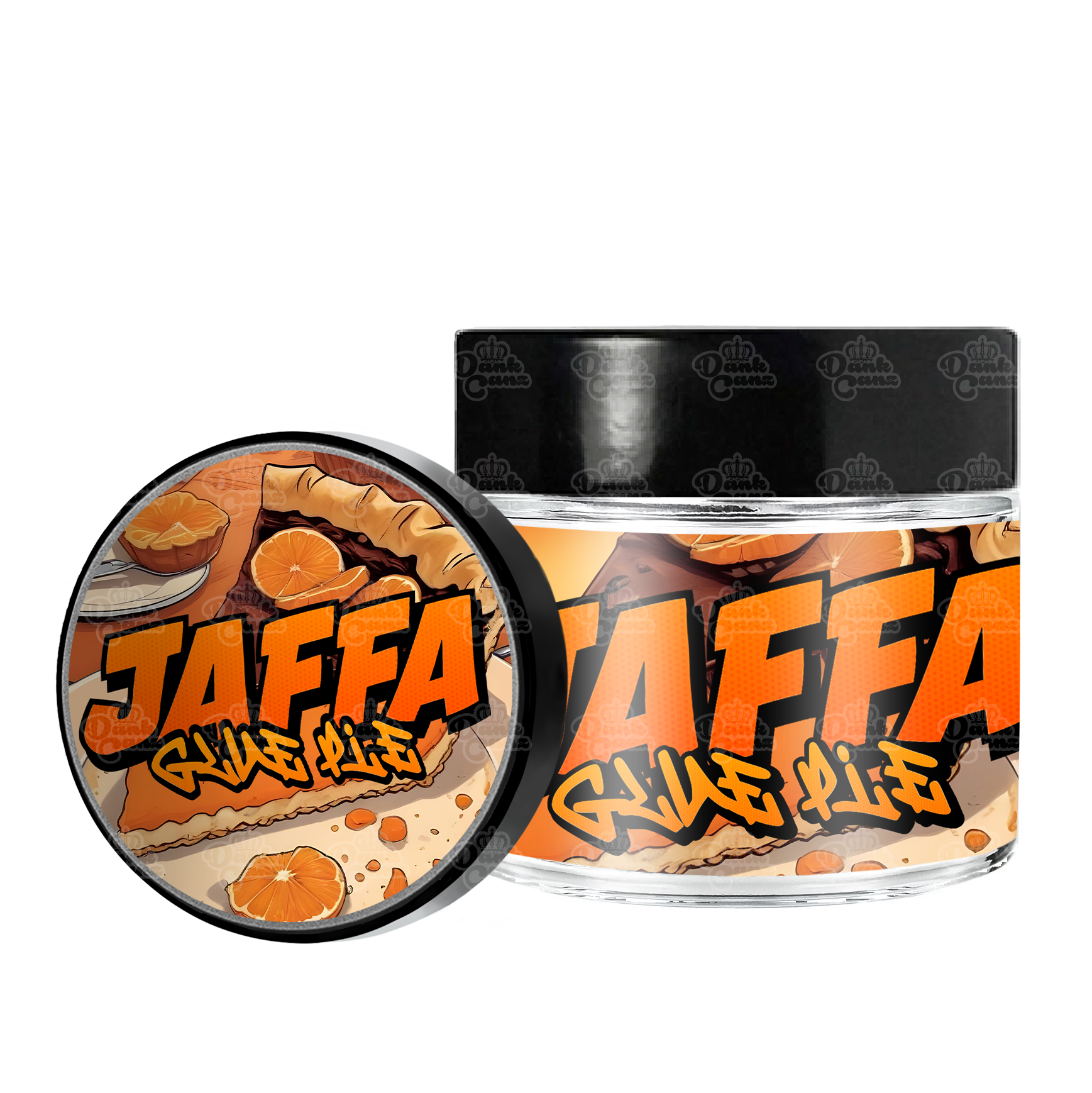 Jaffa Glue Pie 3.5g/60ml Glass Jars - Labelled - DC Packaging Custom Cannabis Packaging