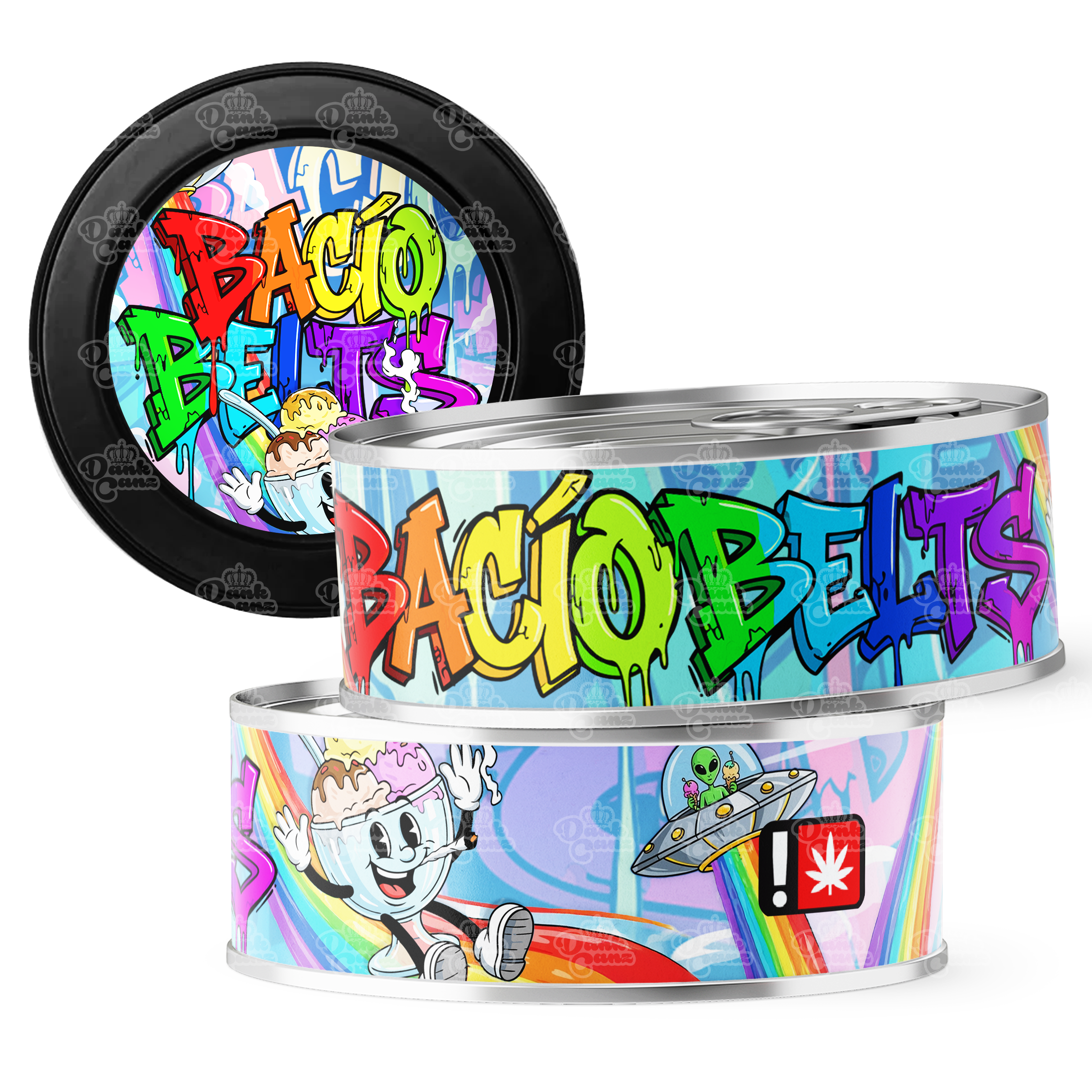 Bacio Belts 3.5g Self Seal Tins - DC Packaging Custom Cannabis Packaging