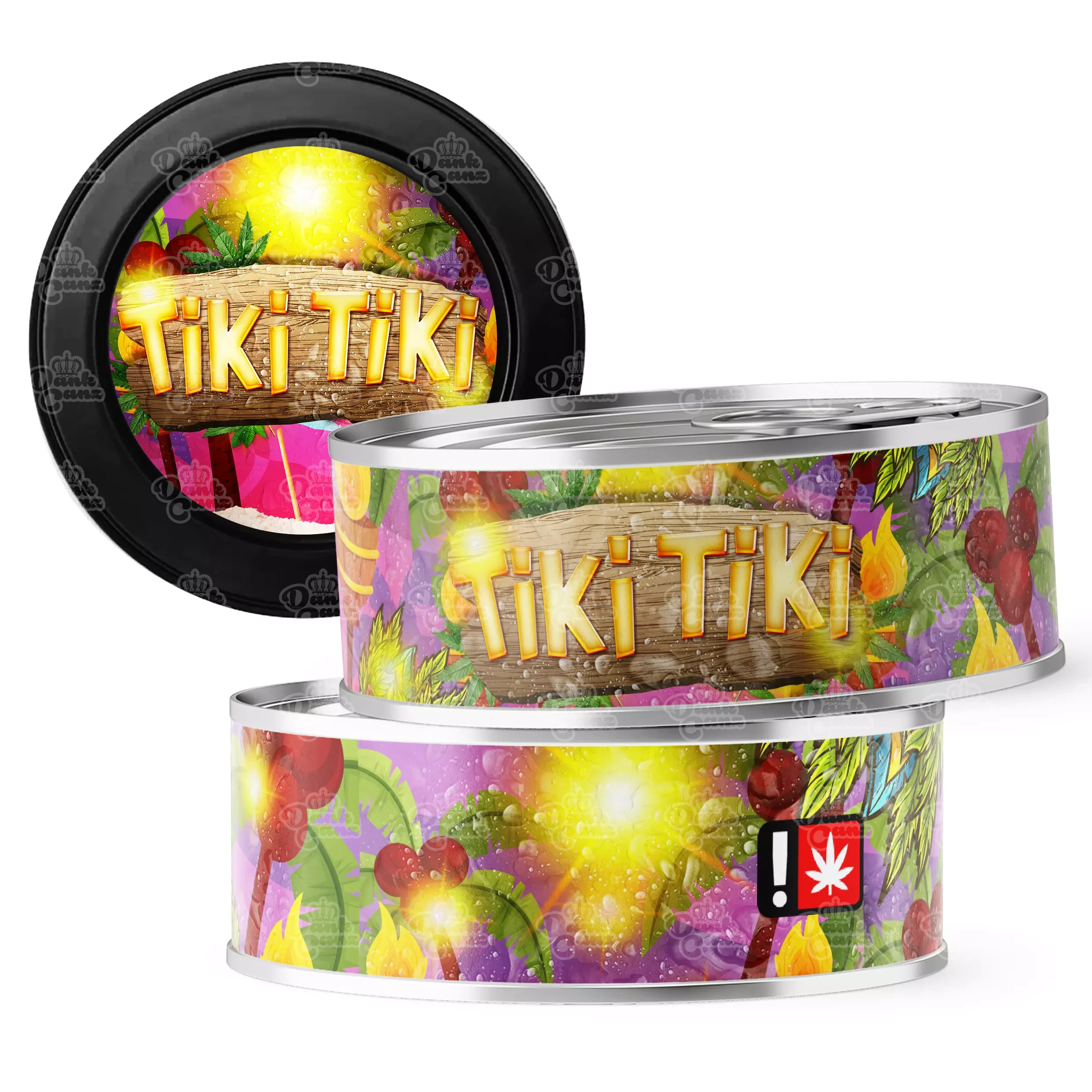 Tiki Tiki 3.5g Self Seal Tins - DC Packaging Custom Cannabis Packaging