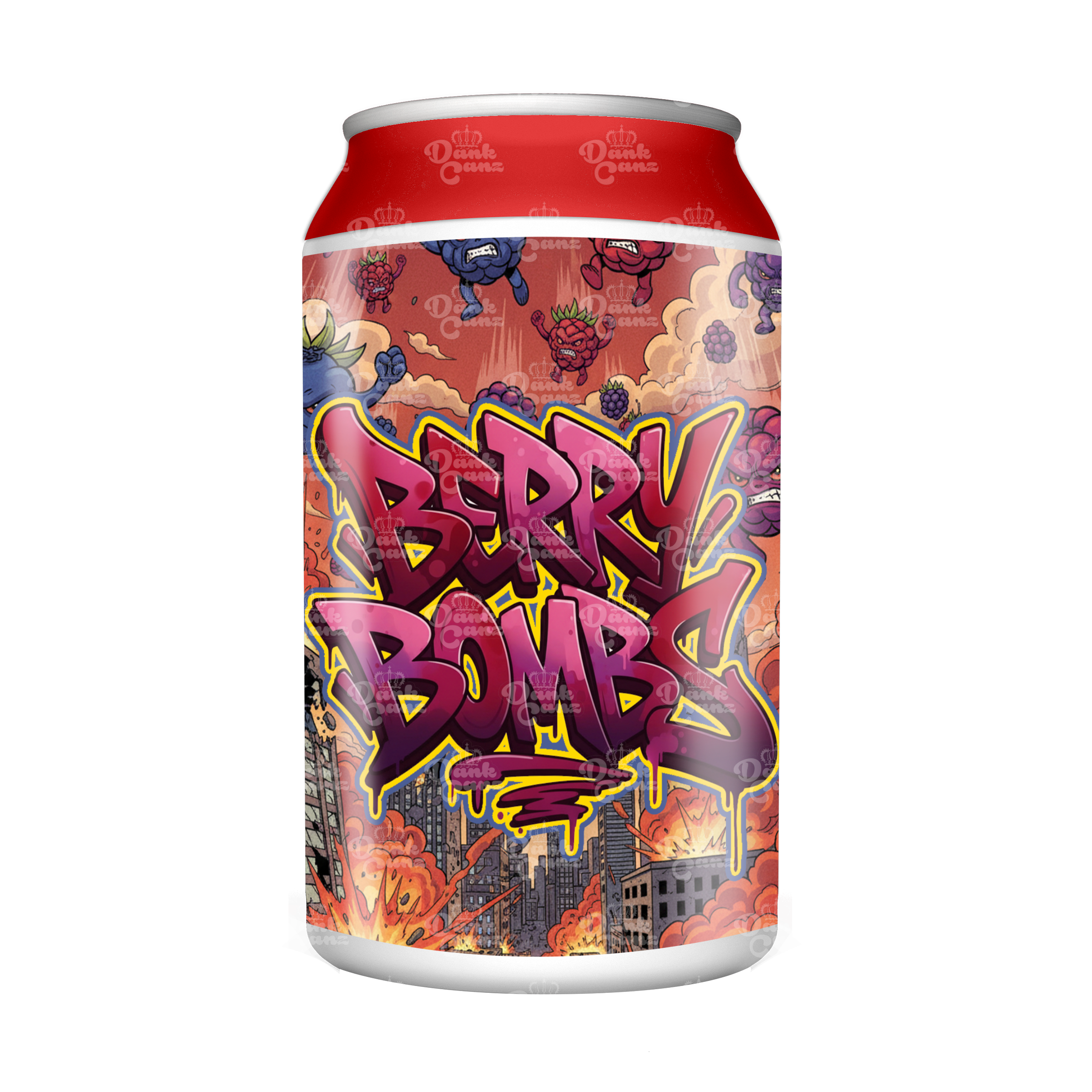 Berry Bombs 3.5g Plastic Soda Cans - DC Packaging Custom Cannabis Packaging