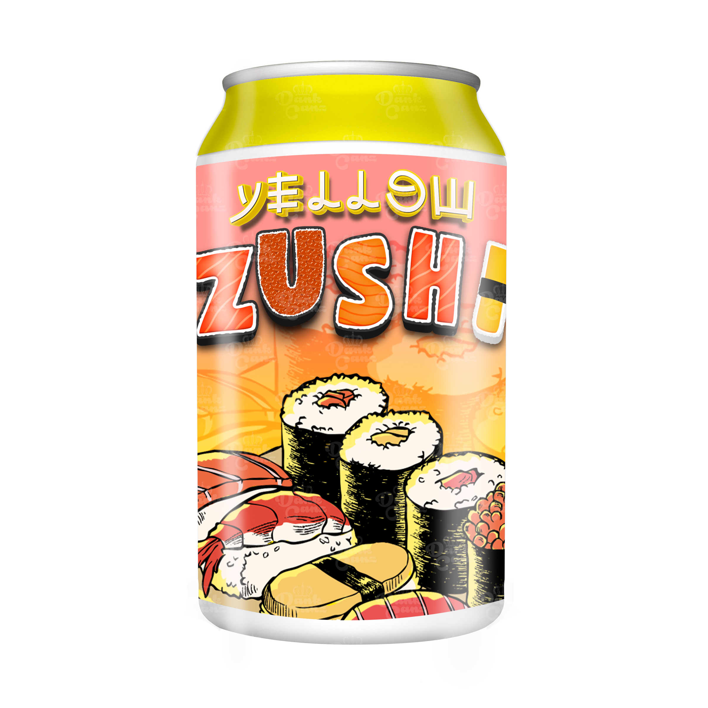 Yellow Zushi 3.5g Plastic Soda Cans - DC Packaging Custom Cannabis Packaging