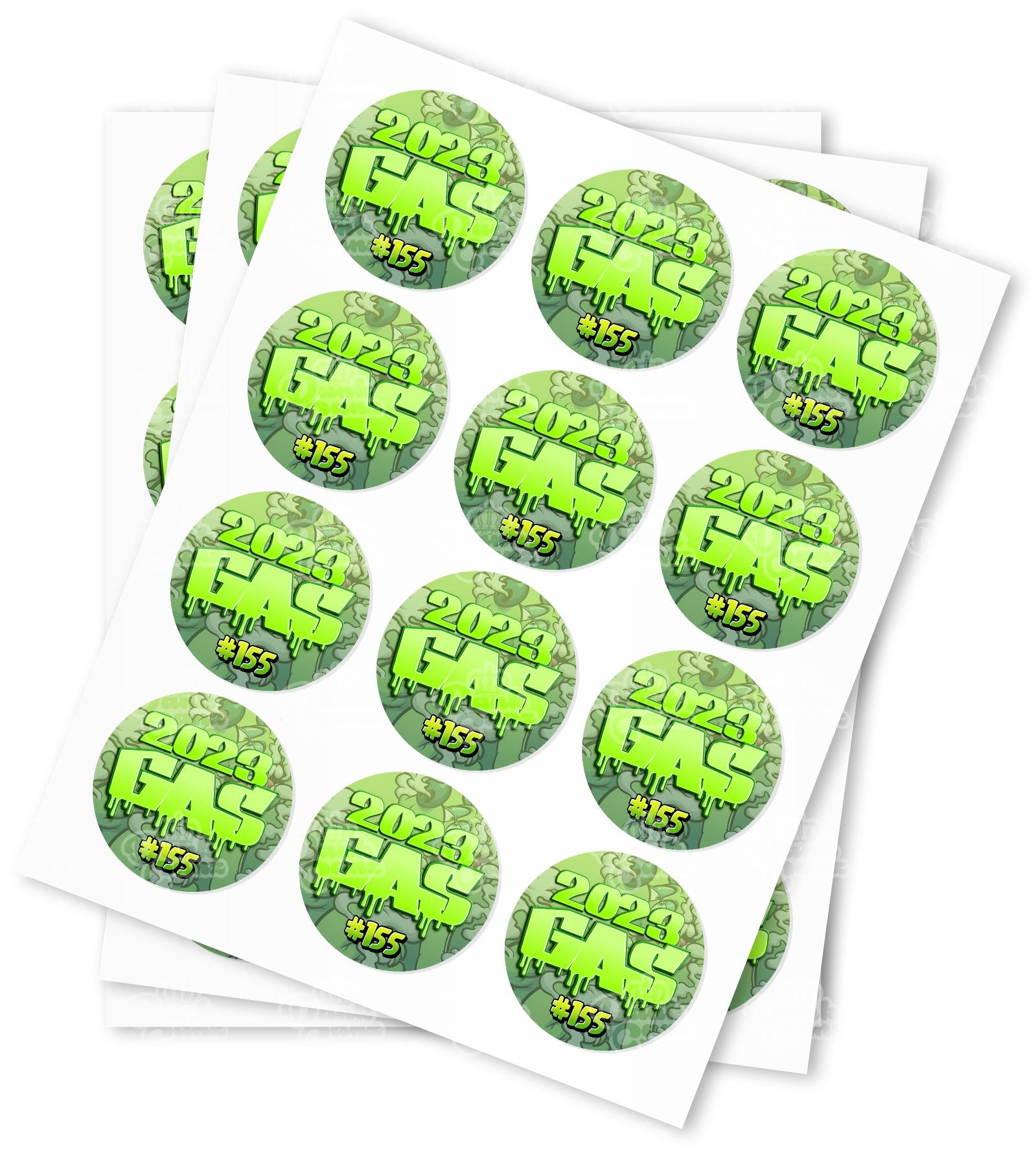 2023 Gas #155 Strain Stickers - DC Packaging Custom Cannabis Packaging
