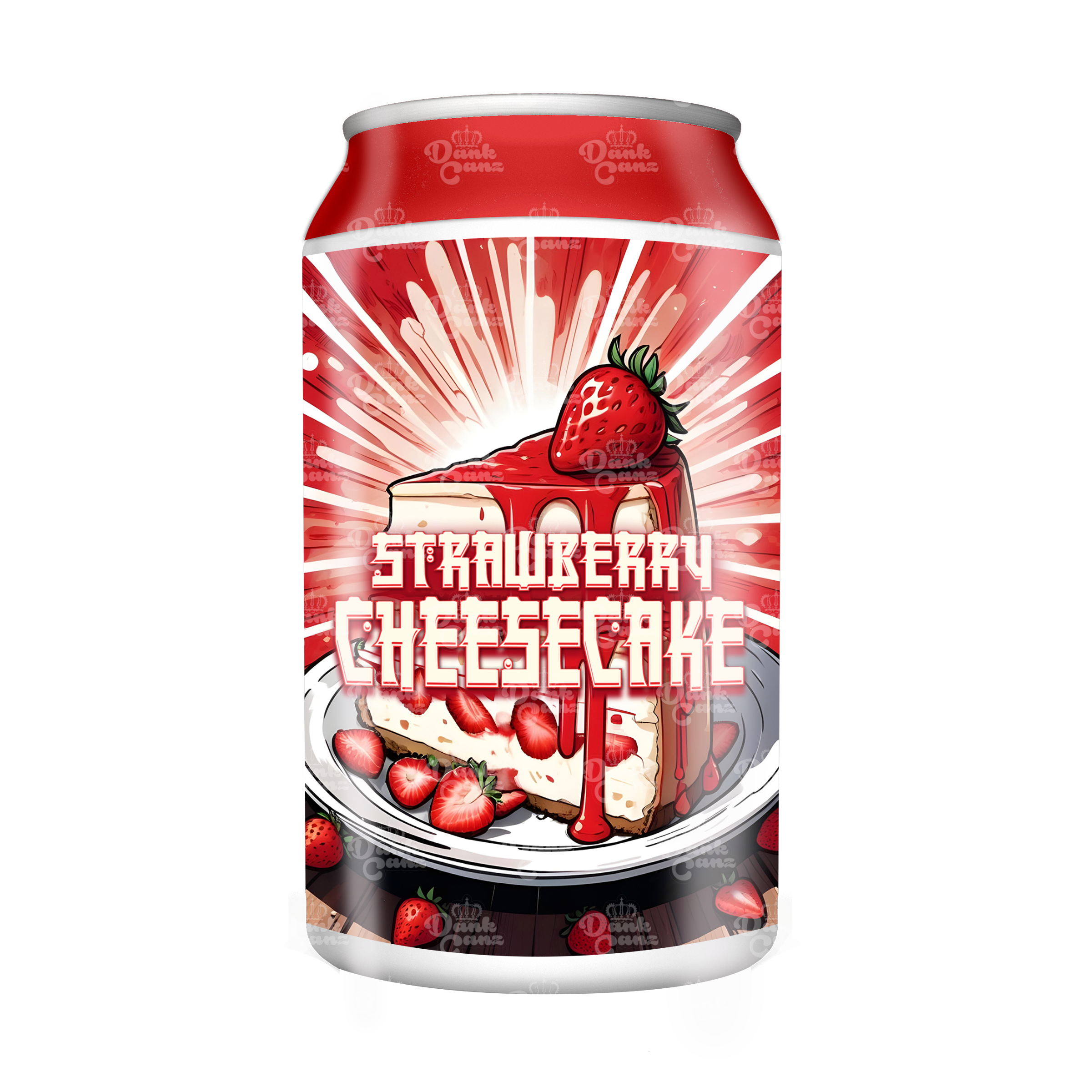 Strawberry Cheesecake 3.5g Plastic Soda Cans - DC Packaging Custom Cannabis Packaging