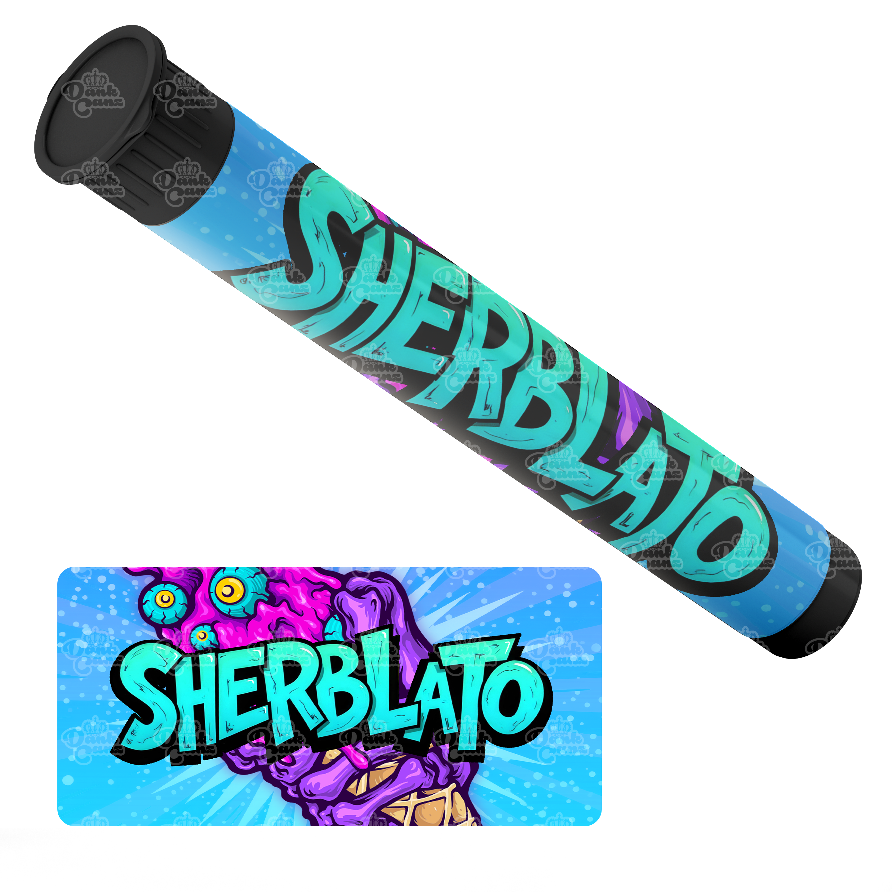 Sherblato Pre Roll Tubes - Labelled - DC Packaging Custom Cannabis Packaging