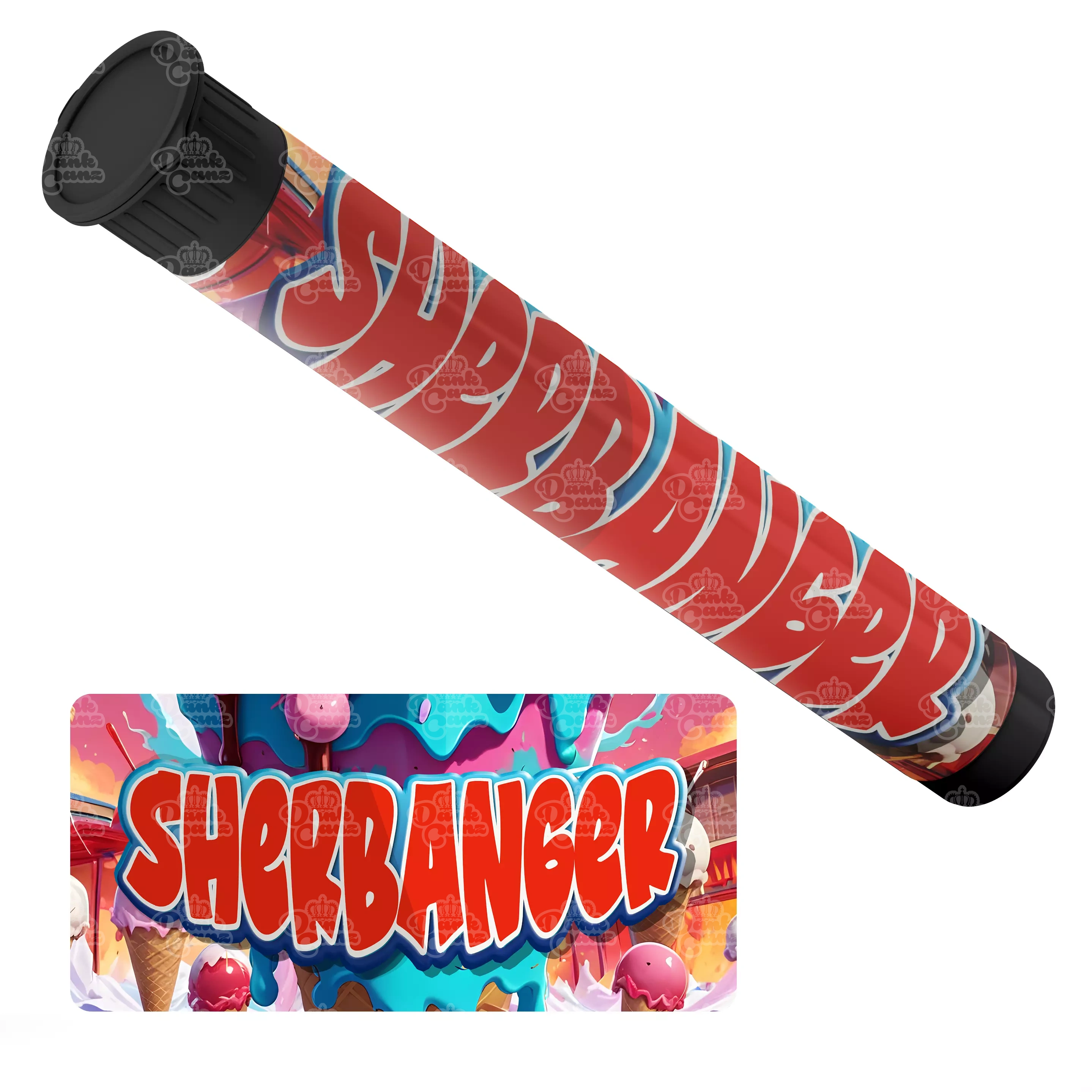 Sherbanger Pre Roll Tubes - Labelled - DC Packaging Custom Cannabis Packaging
