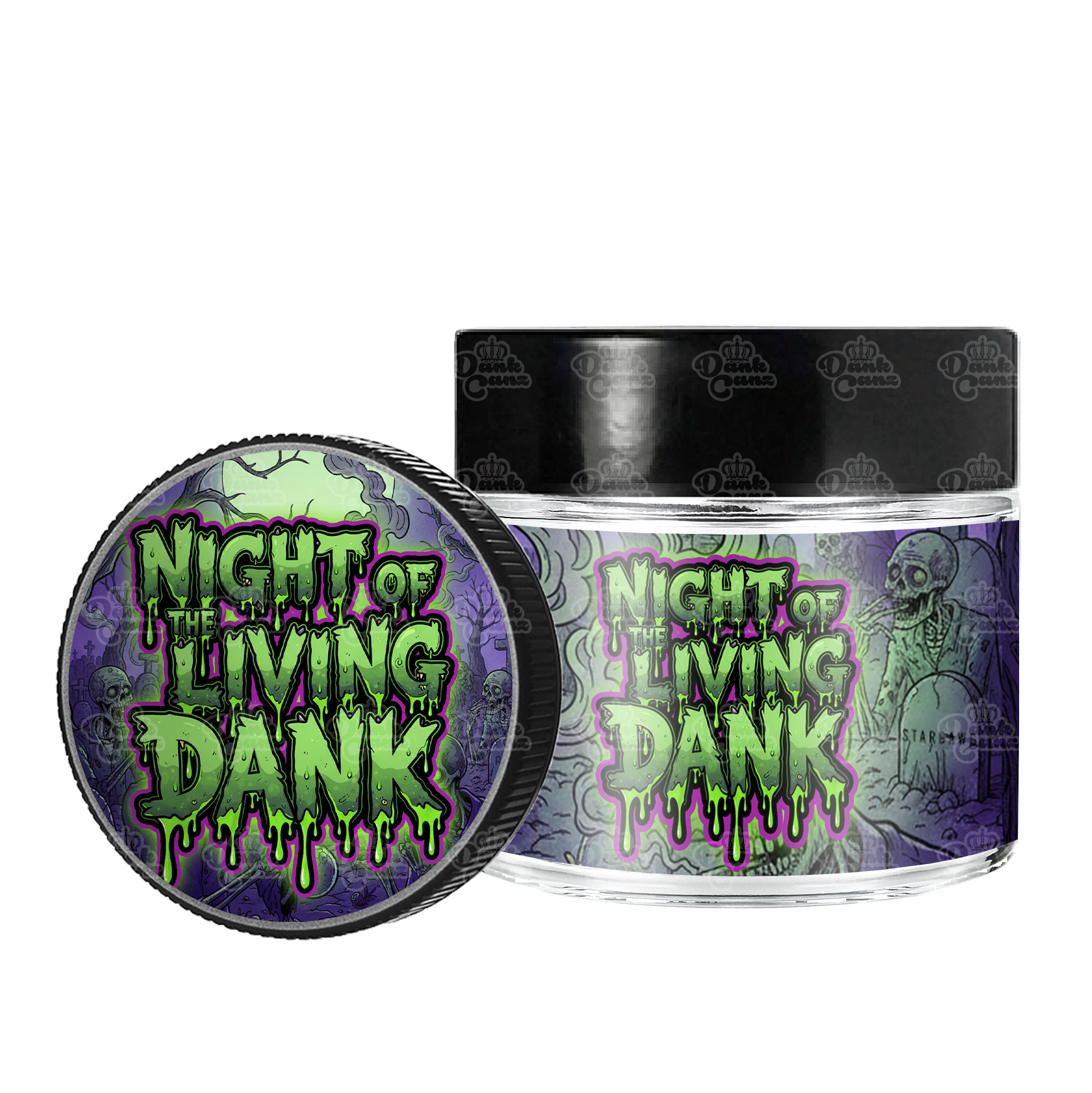 Night of the Dank 3.5g/60ml Glass Jars - Labelled - DC Packaging Custom Cannabis Packaging