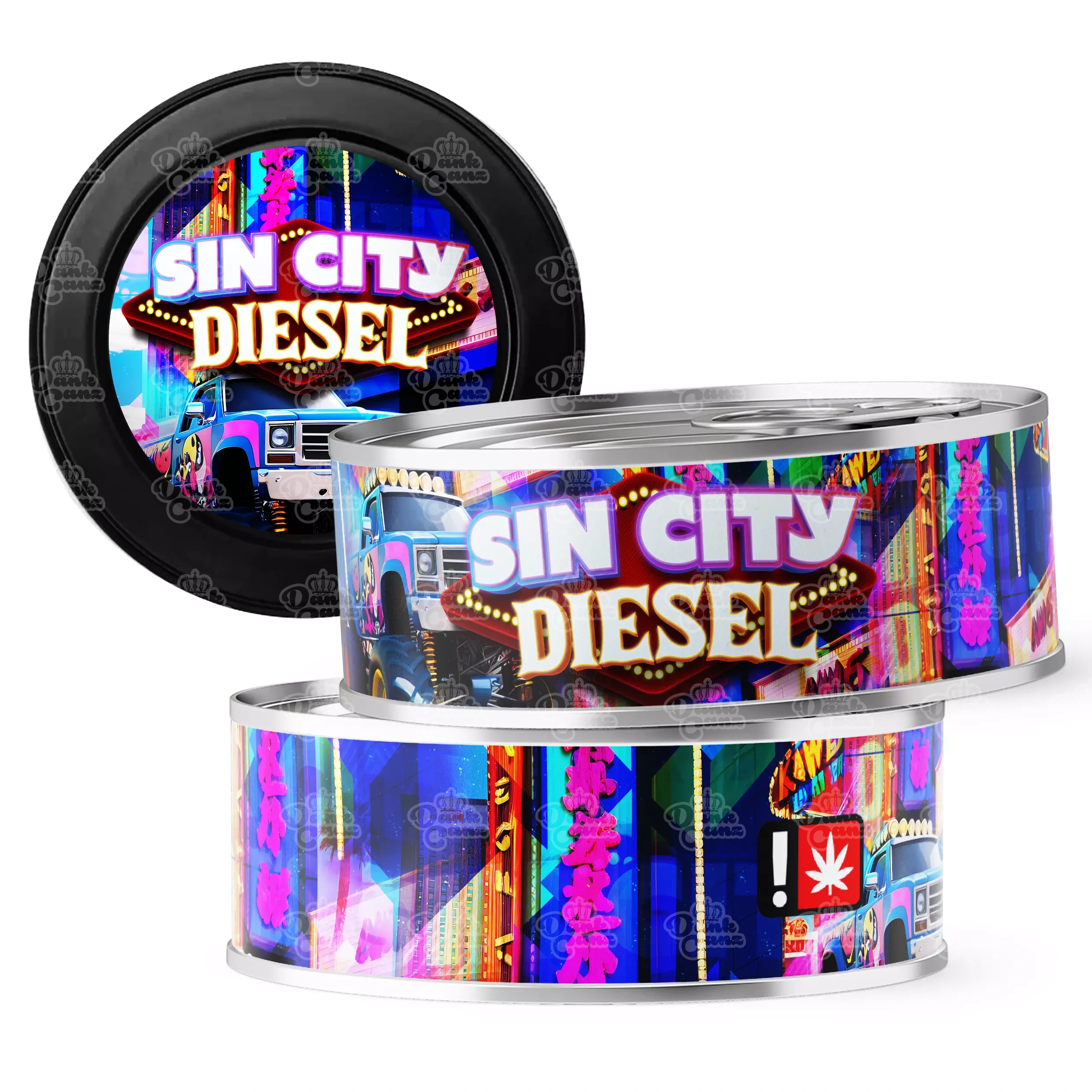 Sin City Diesel 3.5g Self Seal Tins - DC Packaging Custom Cannabis Packaging