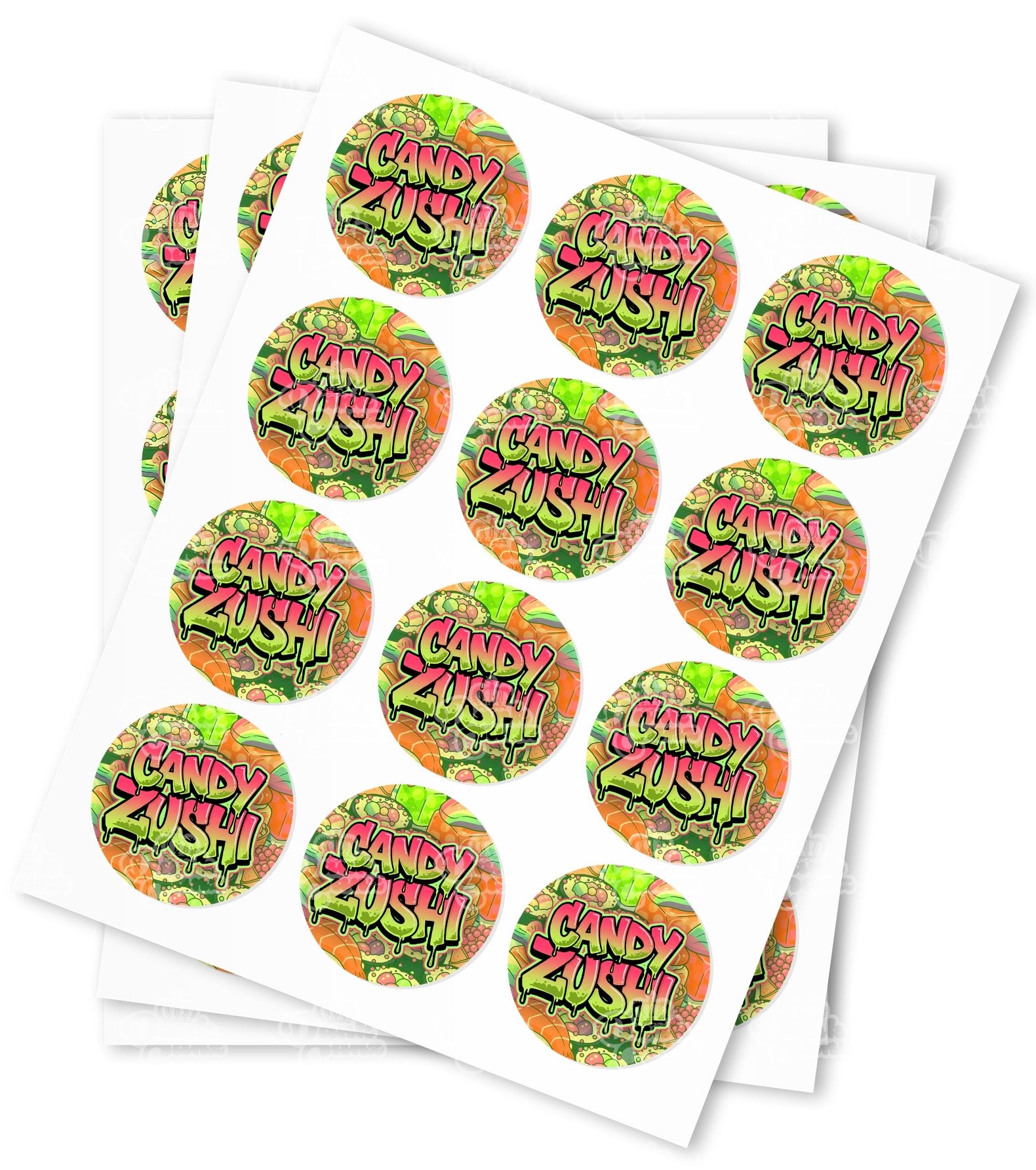 Candy Zushi Strain Stickers - DC Packaging Custom Cannabis Packaging