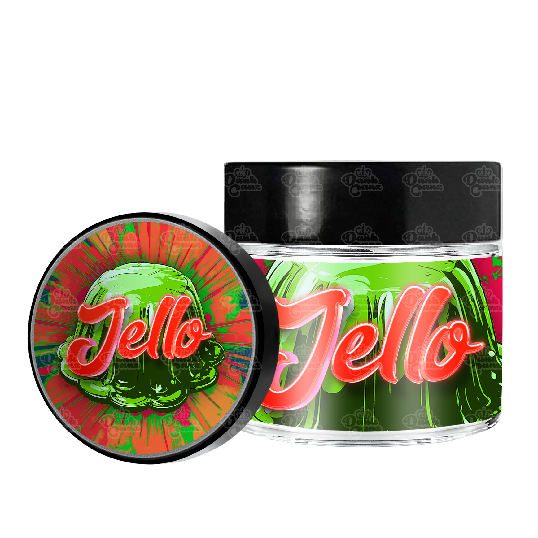 Jello 3.5g/60ml Glass Jars - Labelled - DC Packaging Custom Cannabis Packaging