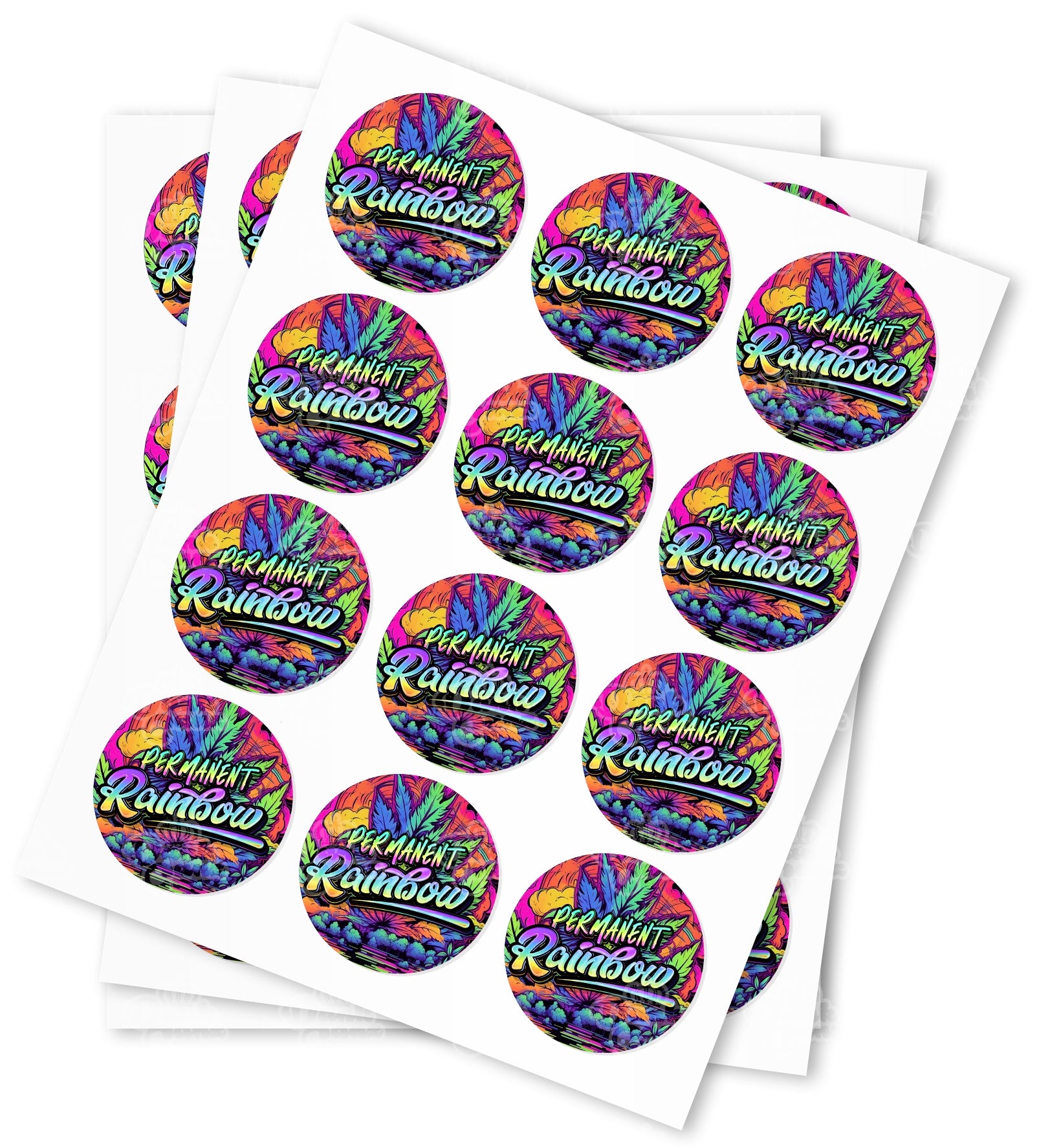 Permanent Rainbow Strain Stickers - DC Packaging Custom Cannabis Packaging
