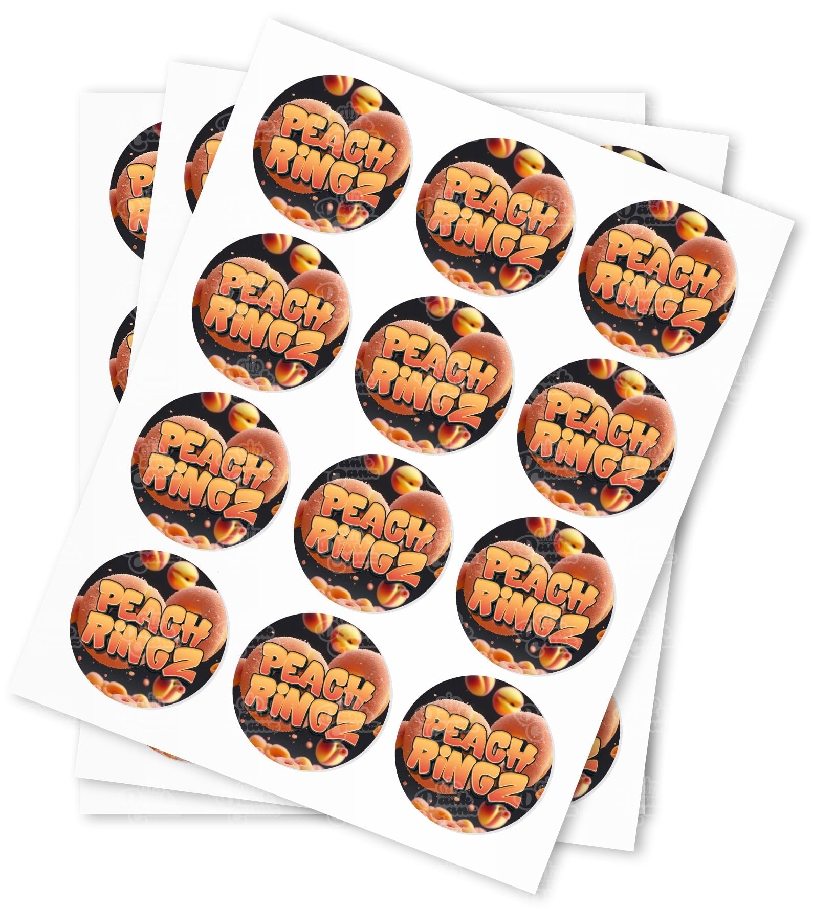 Peach Ringz Strain Stickers - DC Packaging Custom Cannabis Packaging