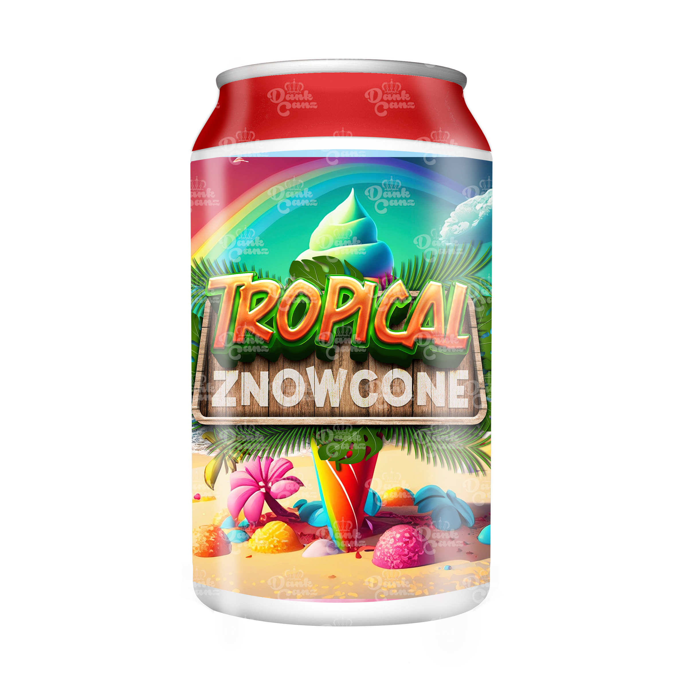 Tropical Znowcone 3.5g Plastic Soda Cans - DC Packaging Custom Cannabis Packaging