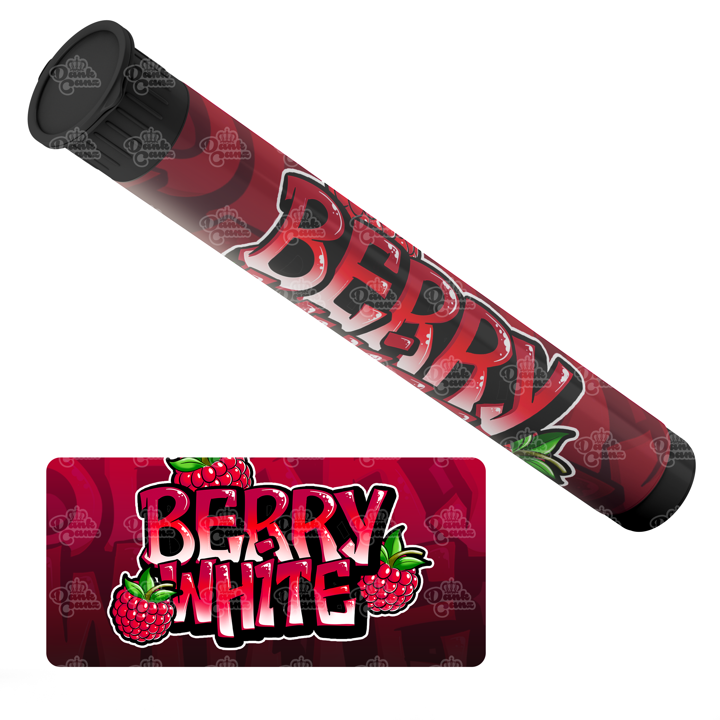 Berry White Pre Roll Tubes - Labelled - DC Packaging Custom Cannabis Packaging