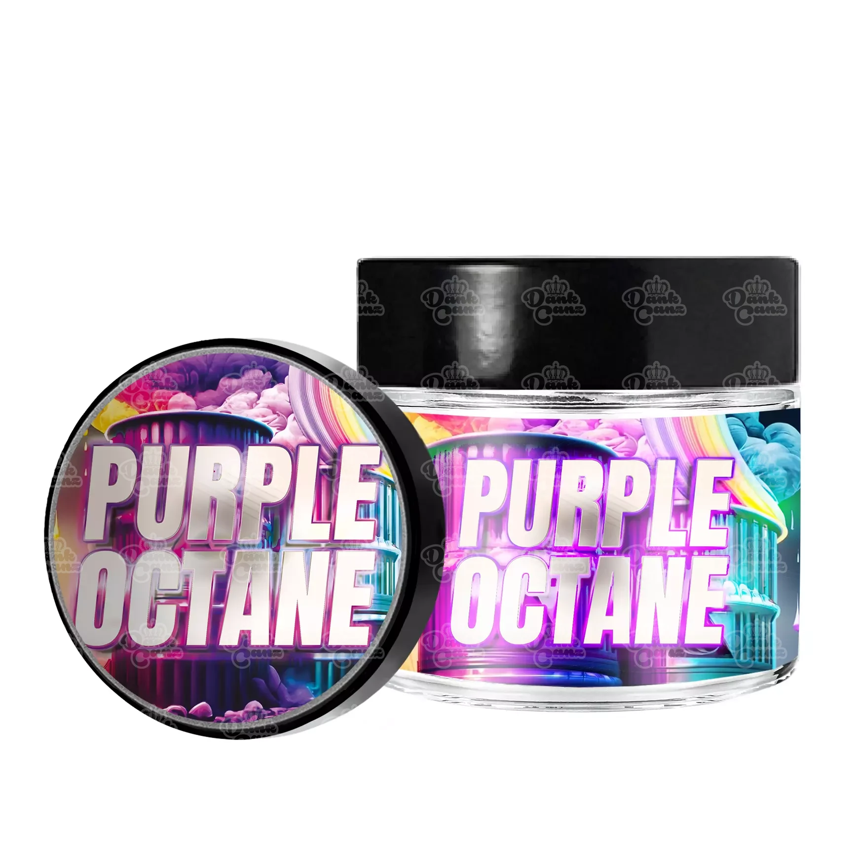 Purple Octane 3.5g/60ml Glass Jars - Labelled - DC Packaging Custom Cannabis Packaging